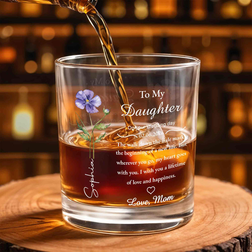 Personalized Custom Whiskey Glass Gift for Daughter Wedding Day Whiskey Glass GradoCreations