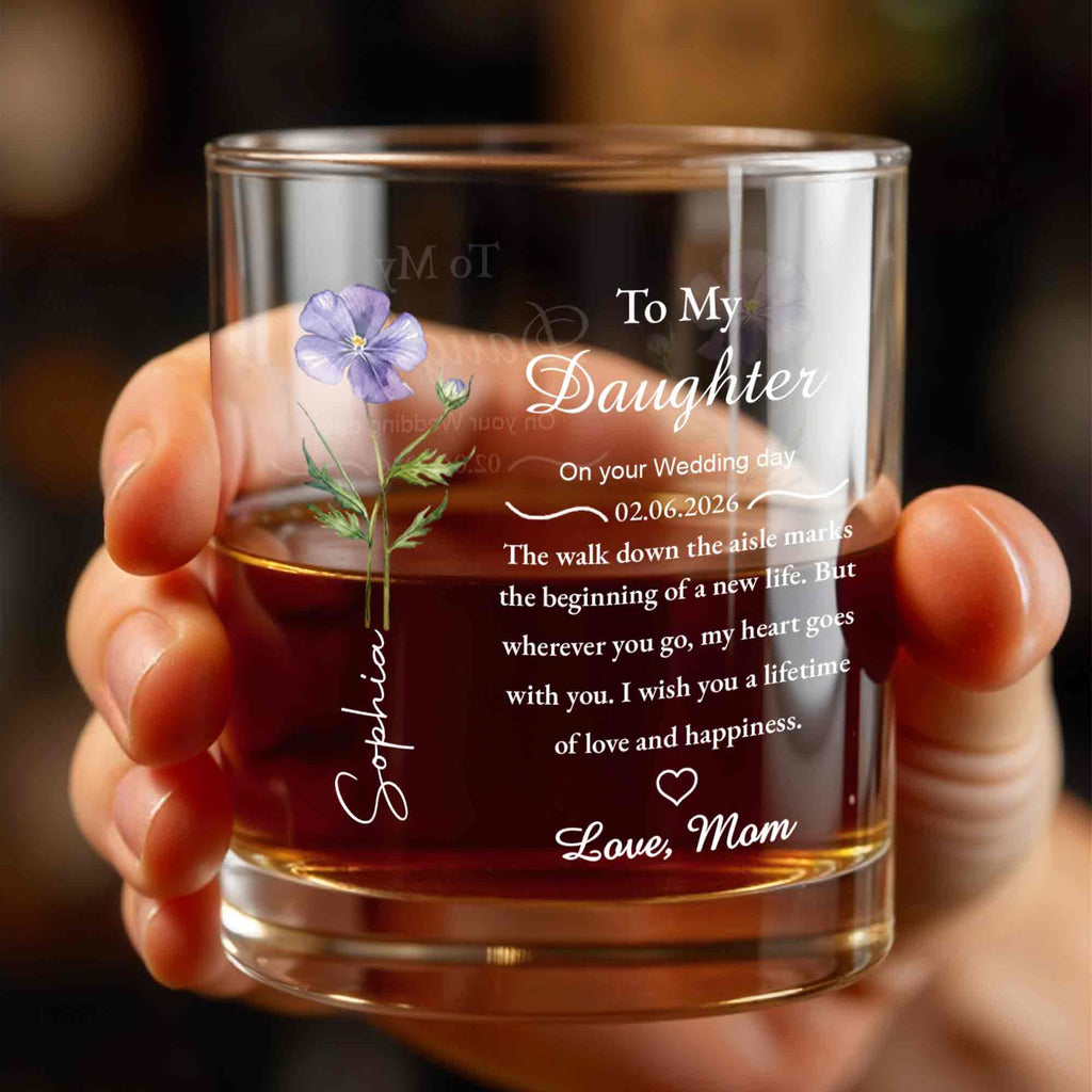 Personalized Custom Whiskey Glass Gift for Daughter Wedding Day Whiskey Glass GradoCreations