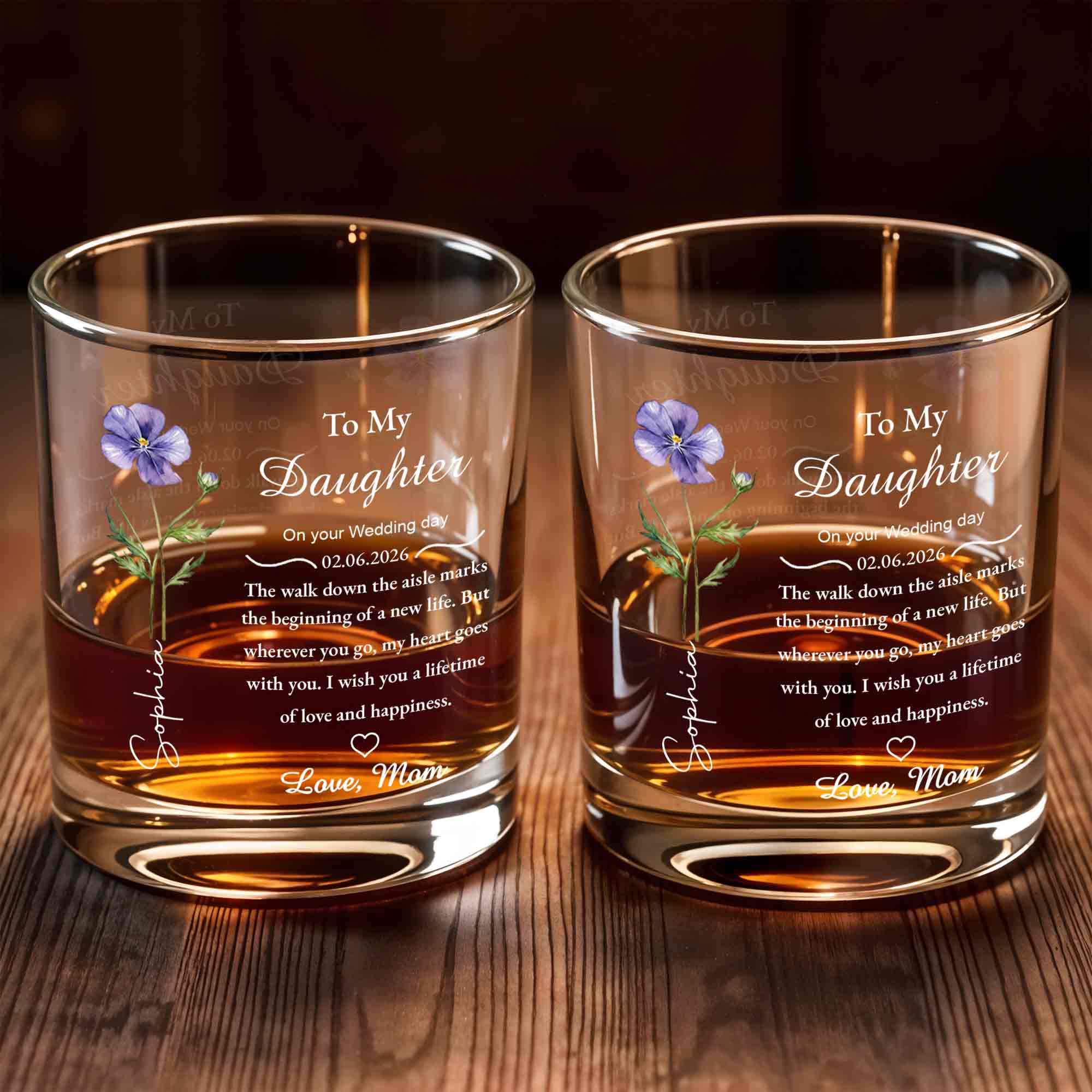Personalized Custom Whiskey Glass Gift for Daughter Wedding Day Whiskey Glass GradoCreations