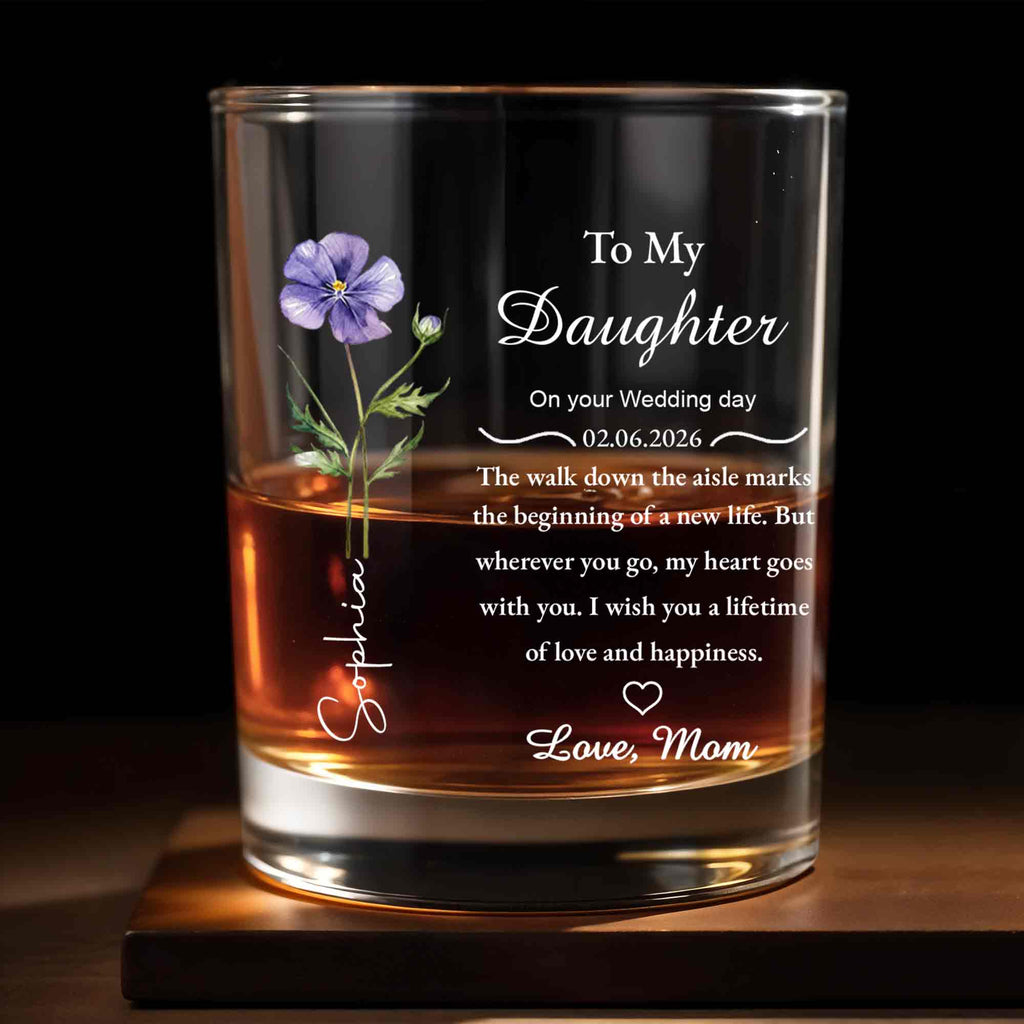 Personalized Custom Whiskey Glass Gift for Daughter Wedding Day Whiskey Glass GradoCreations