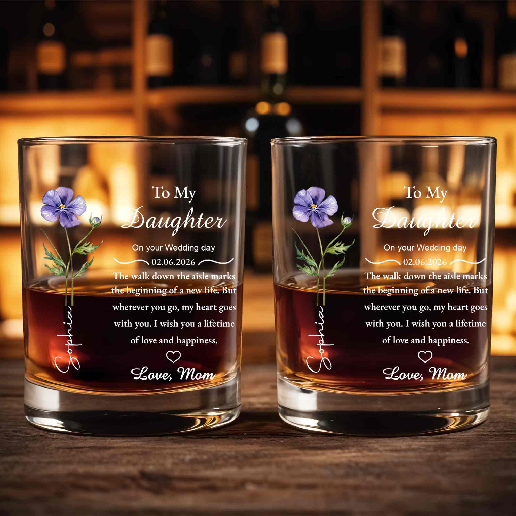 Personalized Custom Whiskey Glass Gift for Daughter Wedding Day Whiskey Glass GradoCreations