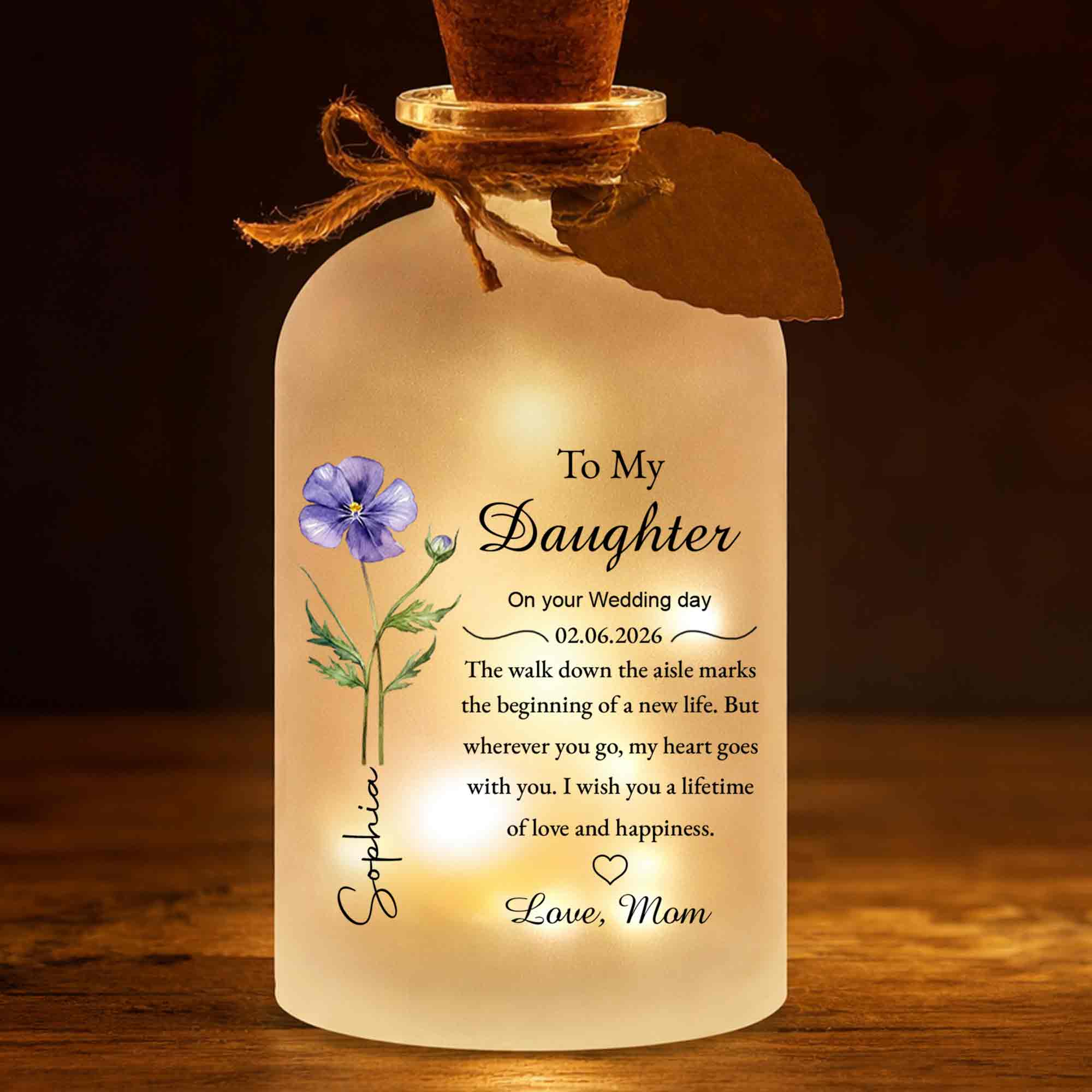 Personalized Short Bottle Light Wedding Gift for Daughter Short Bottle Light GradoCreations