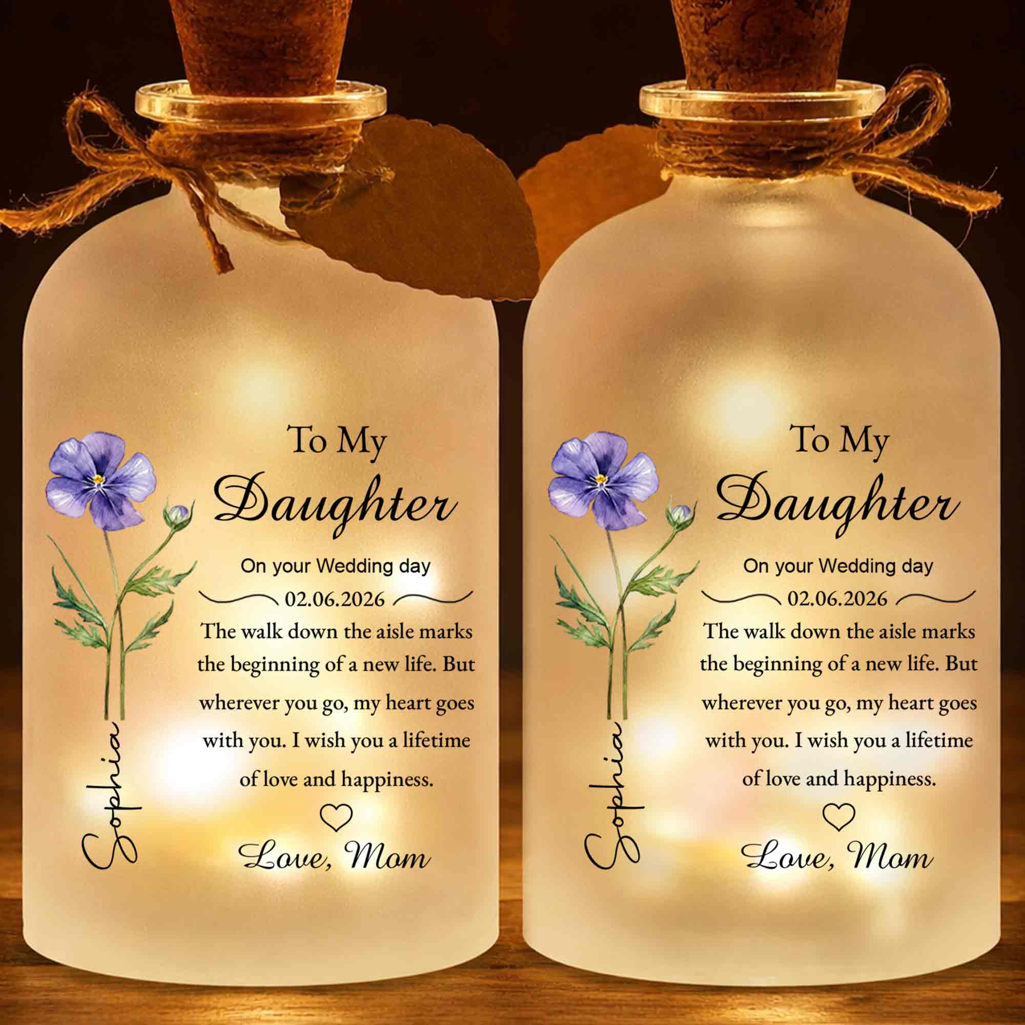 Personalized Short Bottle Light Wedding Gift for Daughter Short Bottle Light GradoCreations