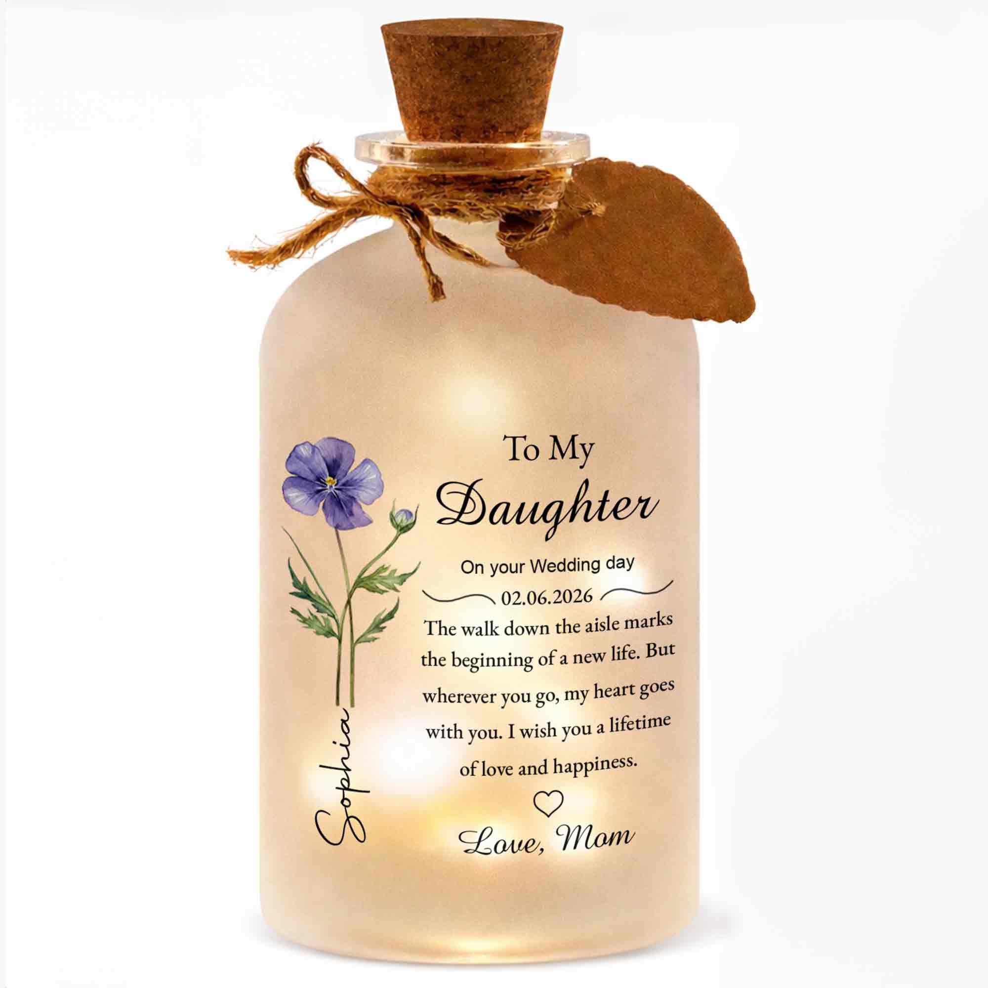 Personalized Short Bottle Light Wedding Gift for Daughter Short Bottle Light GradoCreations