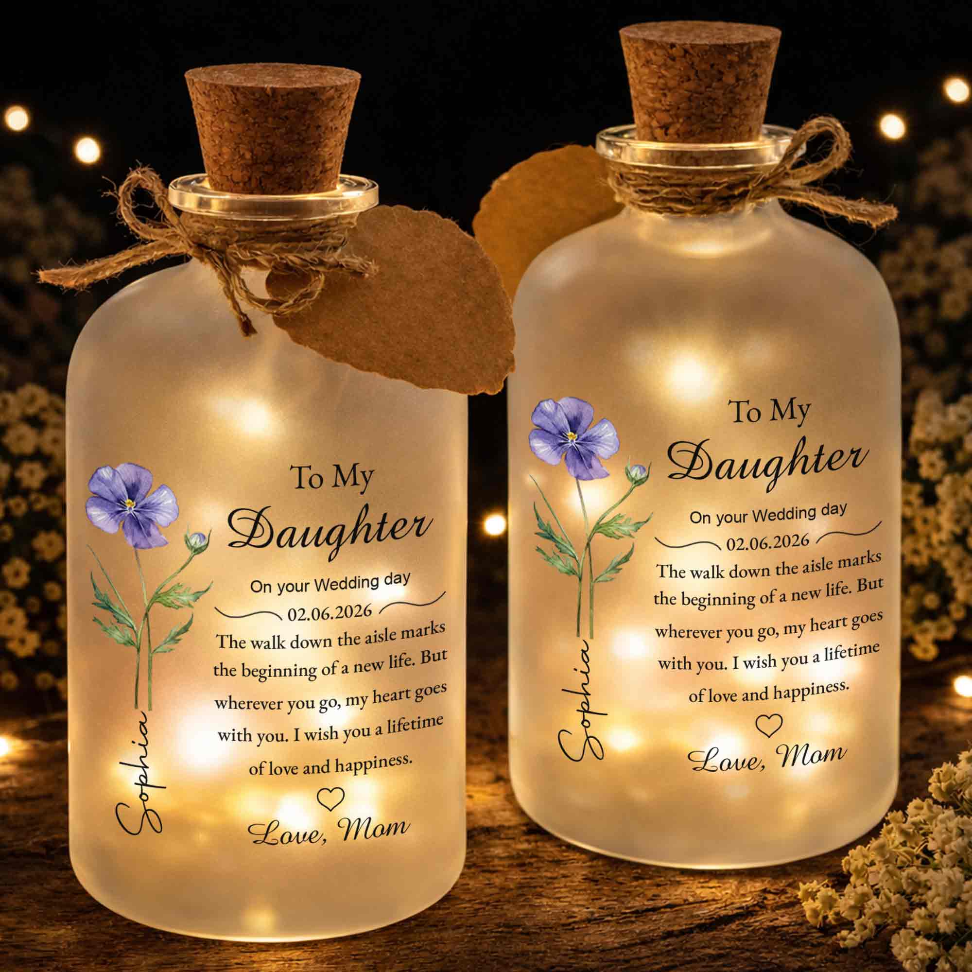 Personalized Short Bottle Light Wedding Gift for Daughter Short Bottle Light GradoCreations