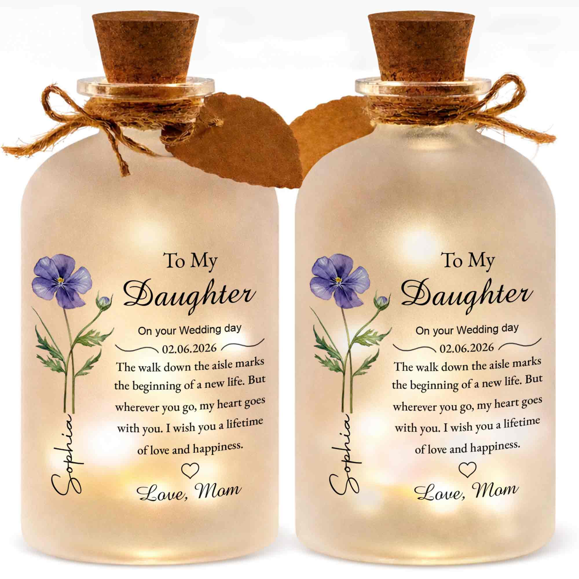 Personalized Short Bottle Light Wedding Gift for Daughter Short Bottle Light GradoCreations