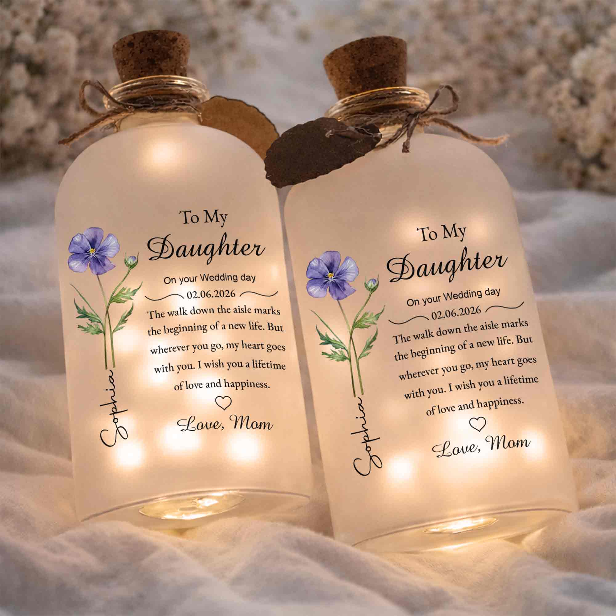 Personalized Short Bottle Light Wedding Gift for Daughter Short Bottle Light GradoCreations