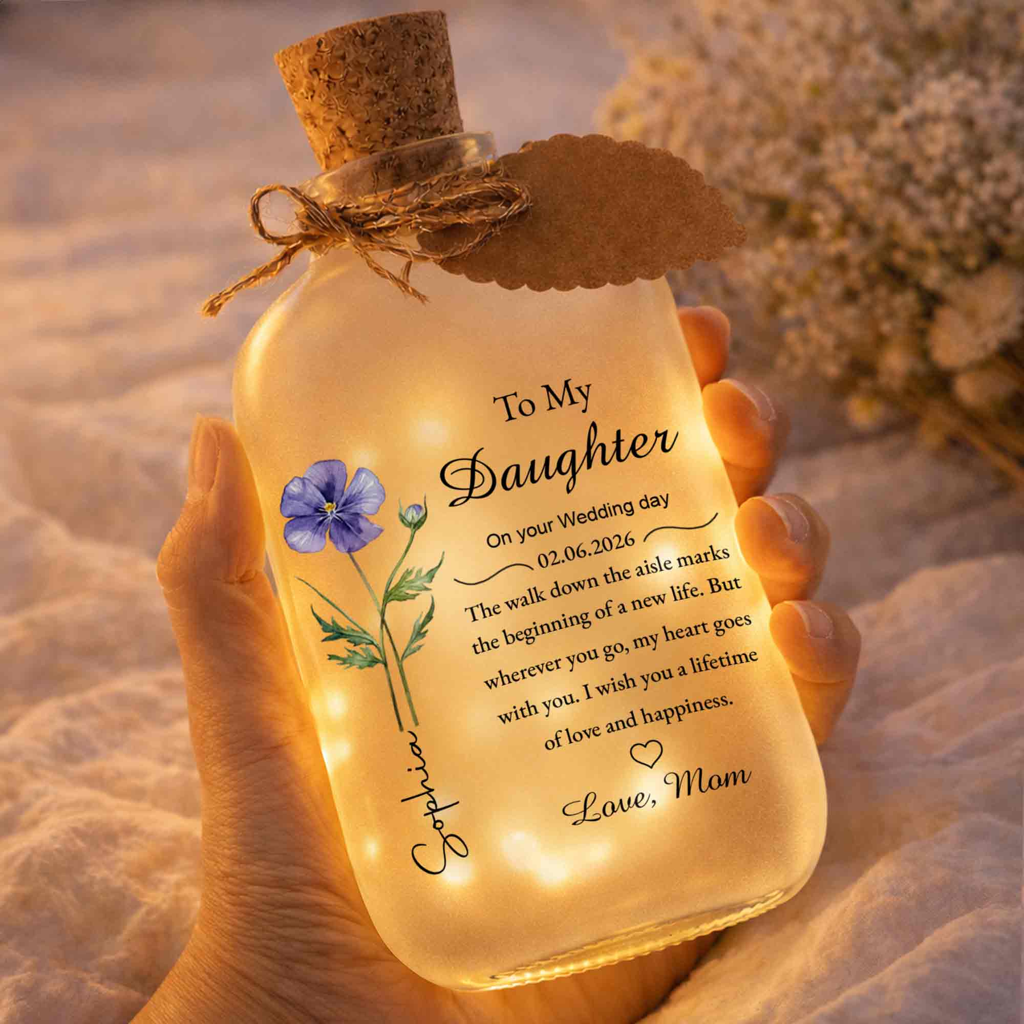 Personalized Short Bottle Light Wedding Gift for Daughter Short Bottle Light GradoCreations