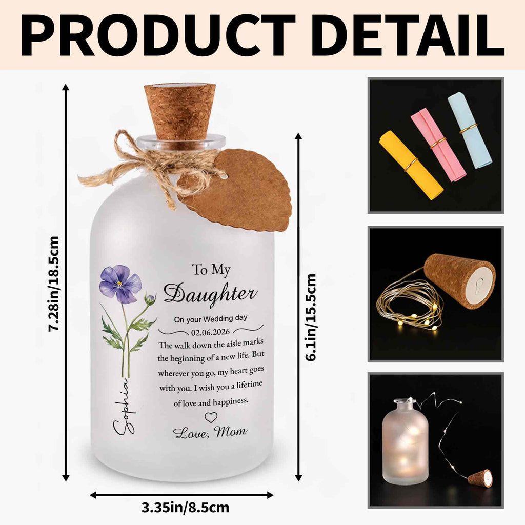 Personalized Short Bottle Light Wedding Gift for Daughter Short Bottle Light GradoCreations