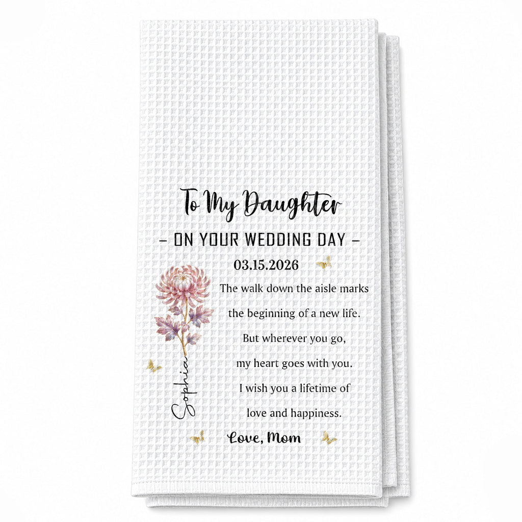 Personalized Kitchen Towel Bridal Shower Gift for Daughter Flower Design Kitchen Towel GradoCreations