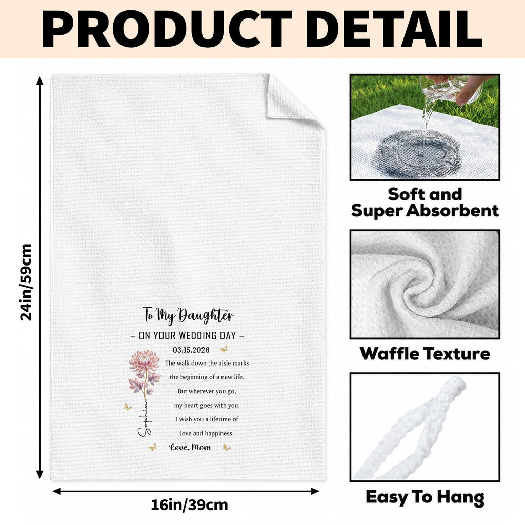 Personalized Kitchen Towel Bridal Shower Gift for Daughter Flower Design Kitchen Towel GradoCreations