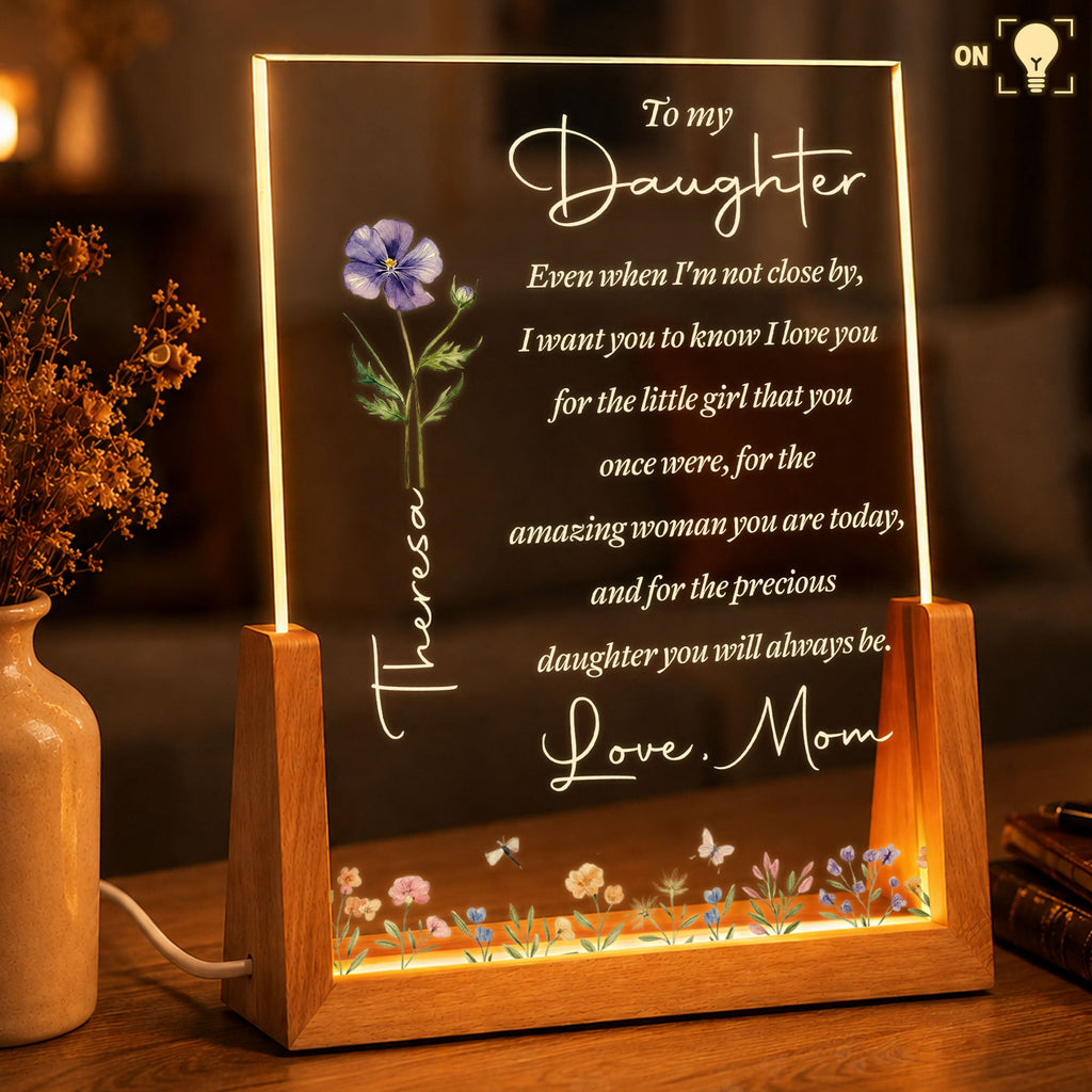 Personalized Acrylic Night Light Custom Name Gift for Daughter Wood and Acrylic Night Light GradoCreations