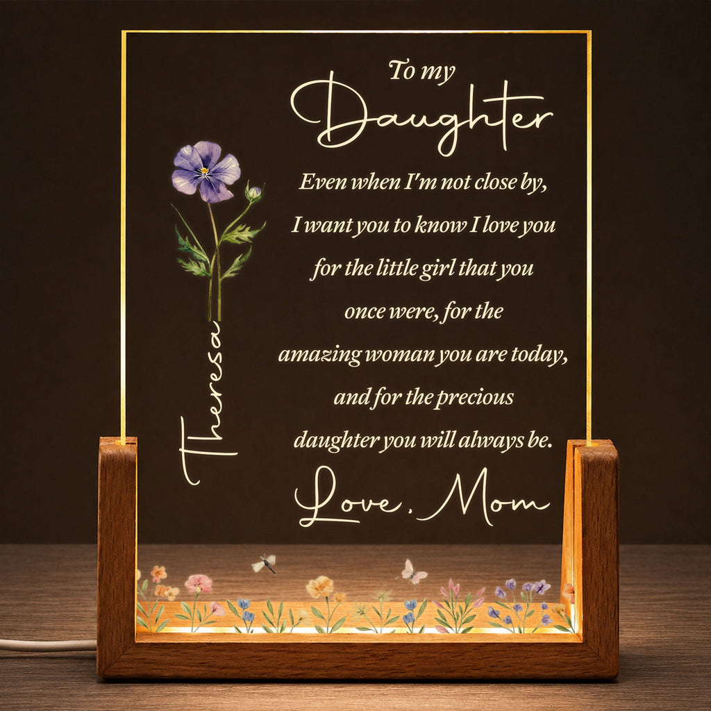Personalized Acrylic Night Light Custom Name Gift for Daughter Wood and Acrylic Night Light GradoCreations