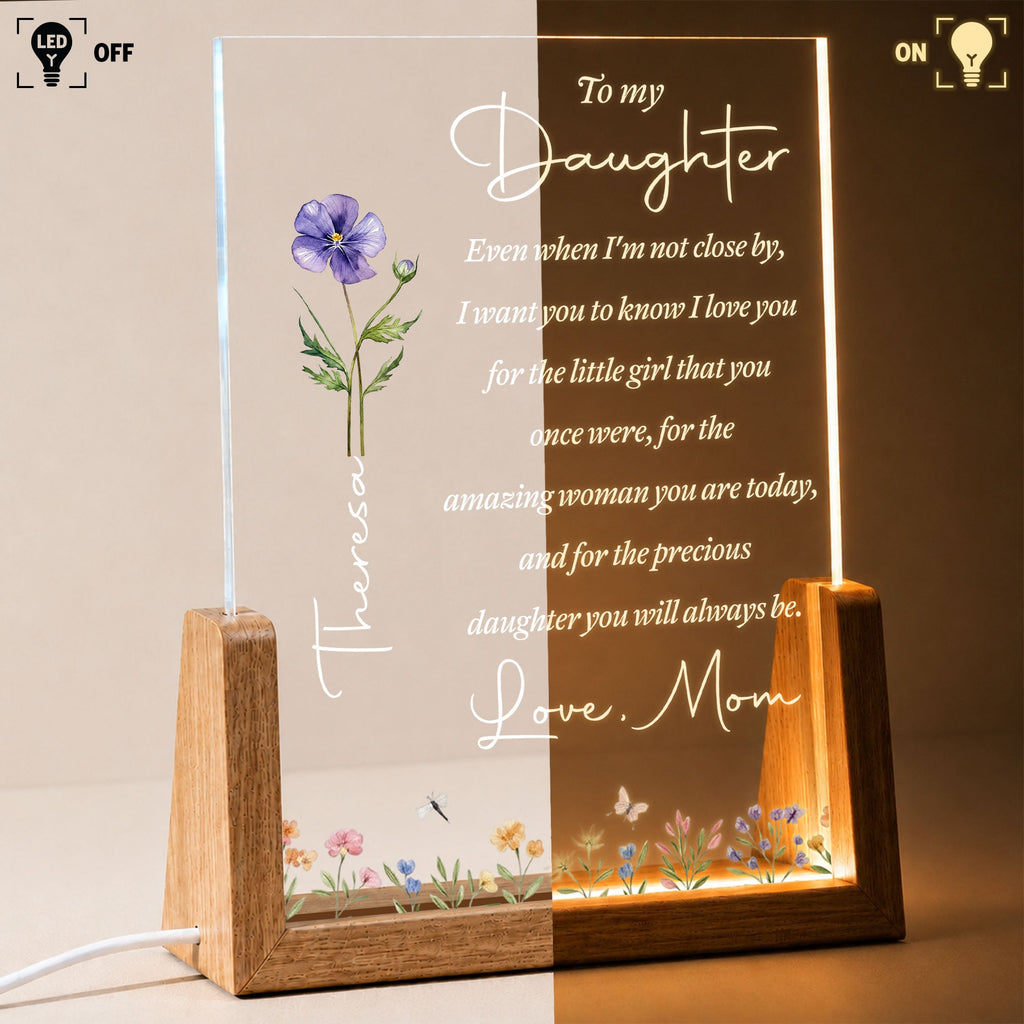 Personalized Acrylic Night Light Custom Name Gift for Daughter Wood and Acrylic Night Light GradoCreations
