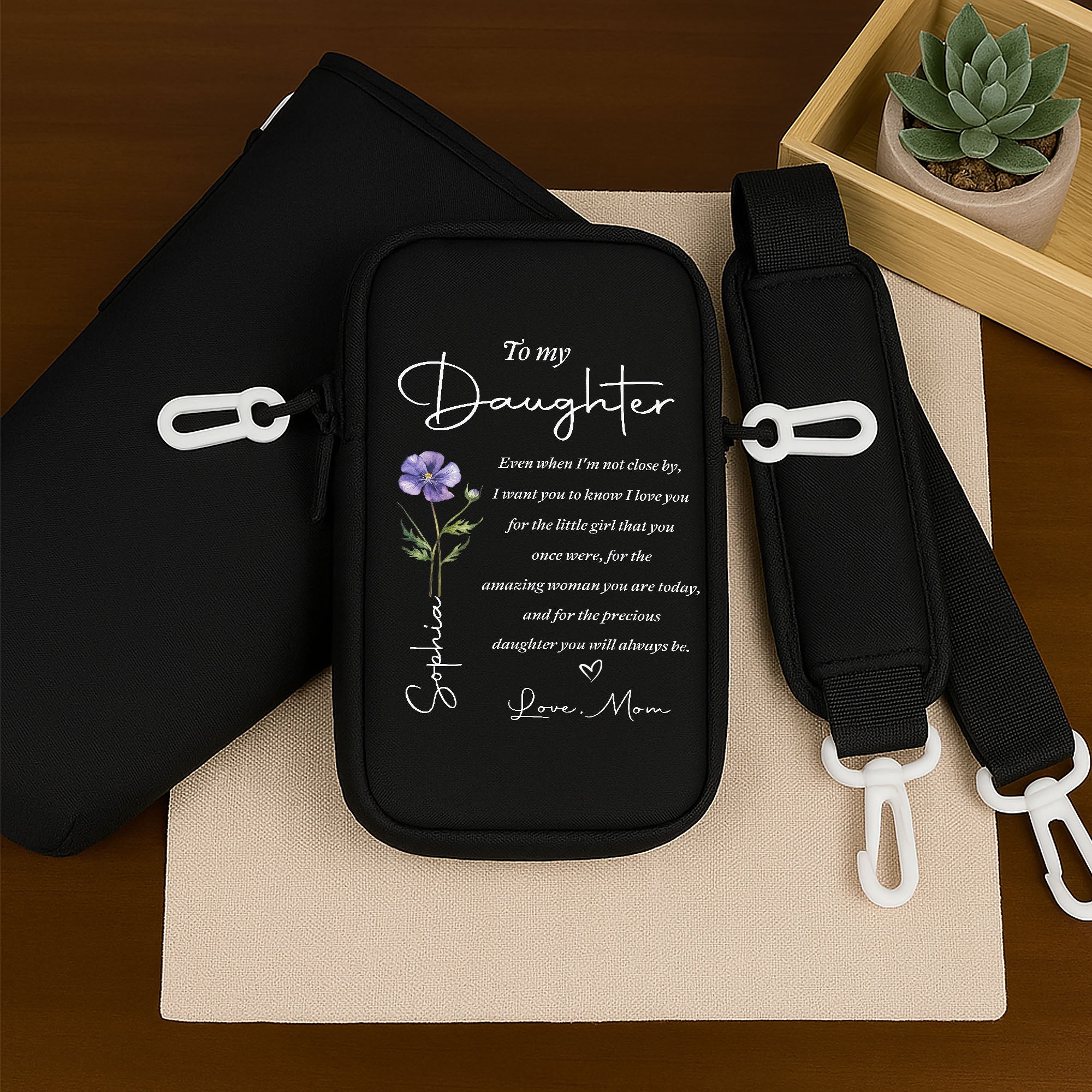 Personalized Water Bottle Carrier Bag Custom Name Gift for Daughter Bottle Carrier Bag GradoCreations