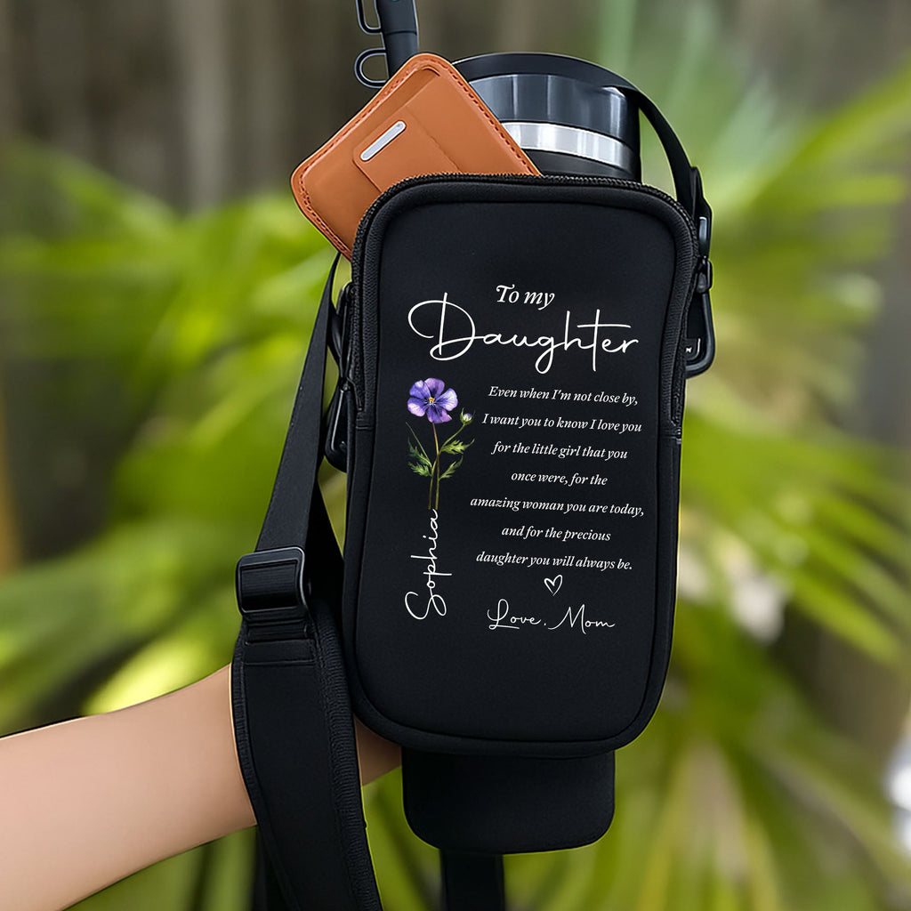 Personalized Water Bottle Carrier Bag Custom Name Gift for Daughter Bottle Carrier Bag GradoCreations