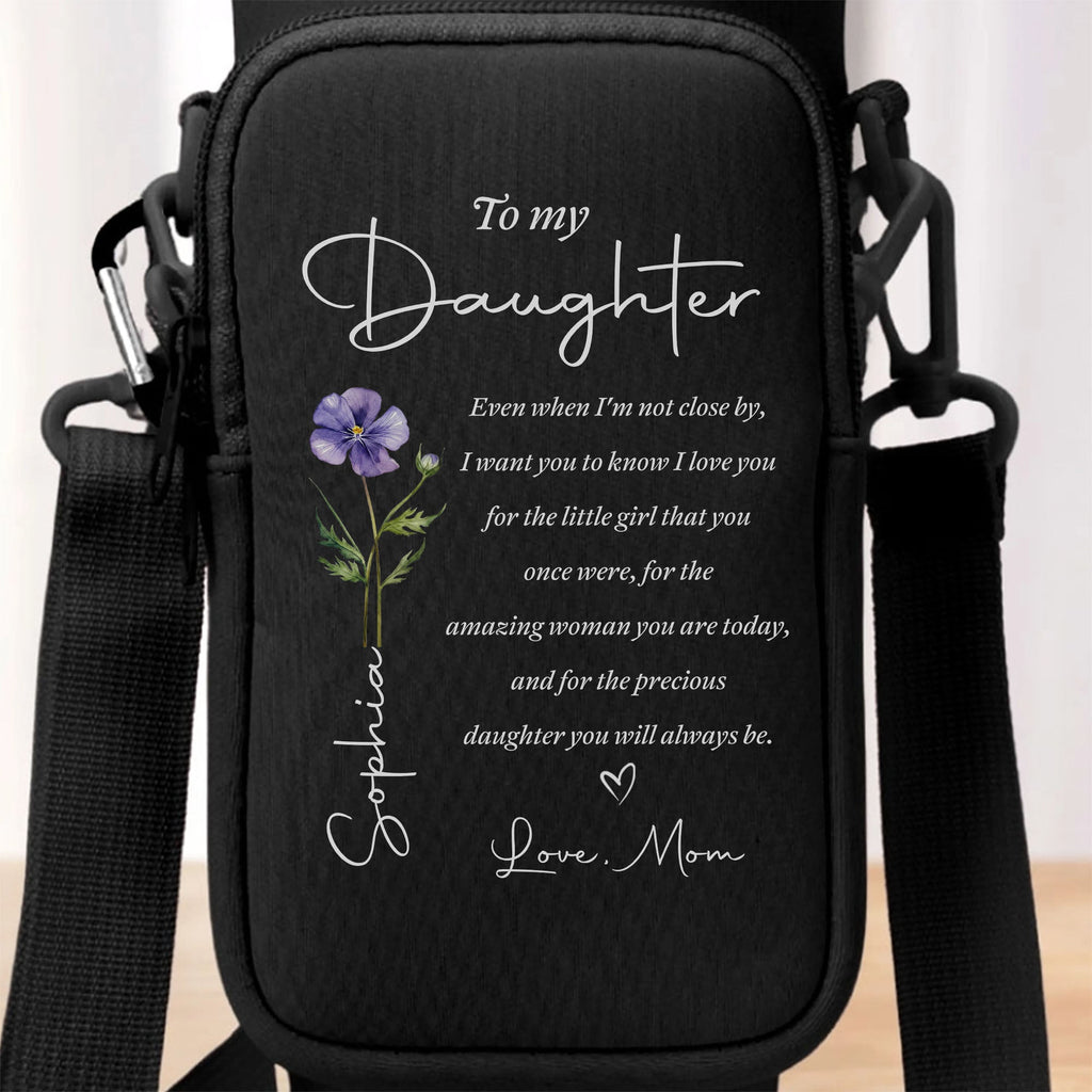 Personalized Water Bottle Carrier Bag Custom Name Gift for Daughter Bottle Carrier Bag GradoCreations