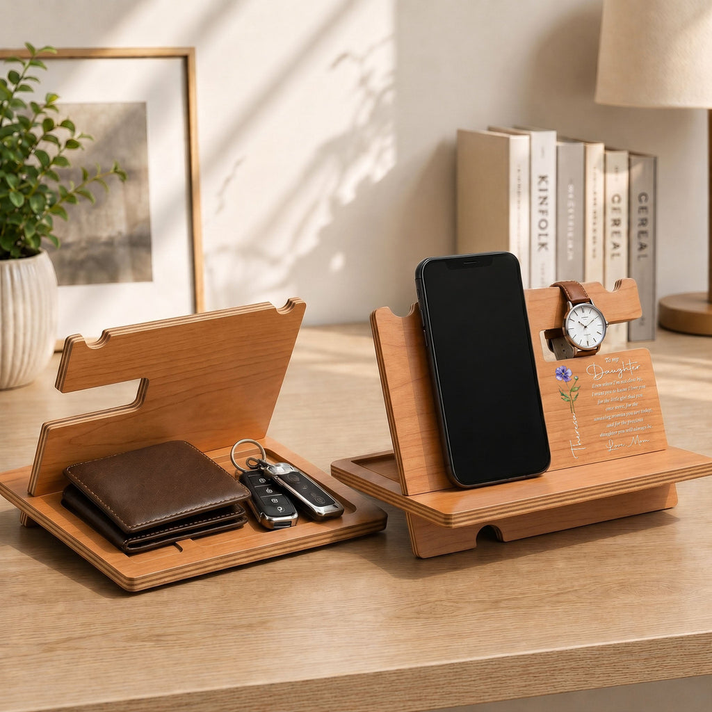 Personalized Wood Phone Docking Station Custom Gift for Daughter Wood Phone Docking Station GradoCreations