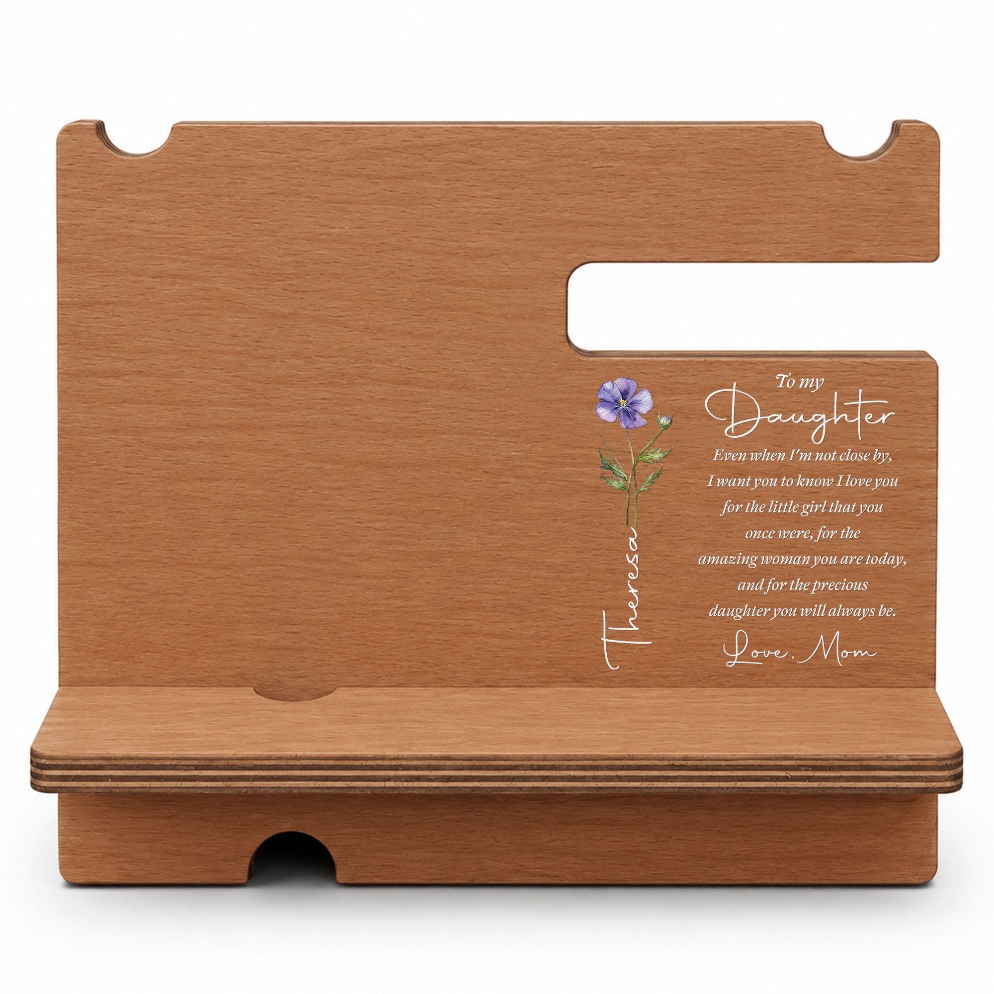Personalized Wood Phone Docking Station Custom Gift for Daughter Wood Phone Docking Station GradoCreations