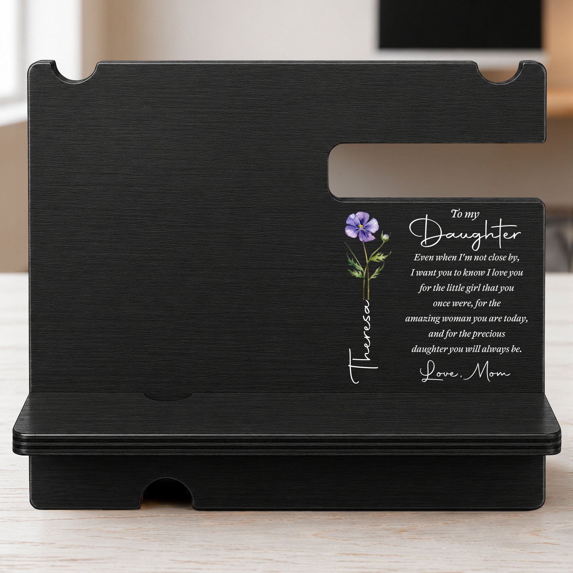 Personalized Wood Phone Docking Station Custom Gift for Daughter Wood Phone Docking Station GradoCreations