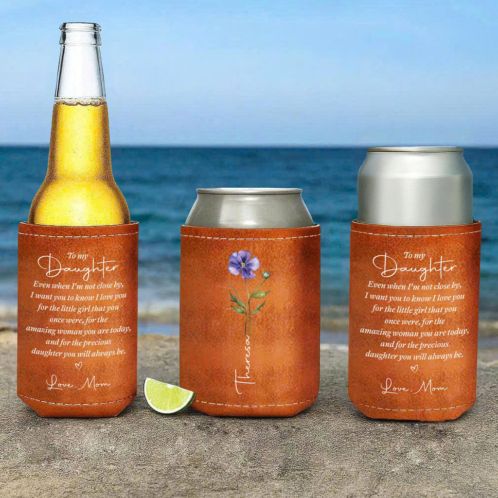 Personalized Leather Can Cooler Custom Gift for Daughter Leather Can Cooler GradoCreations