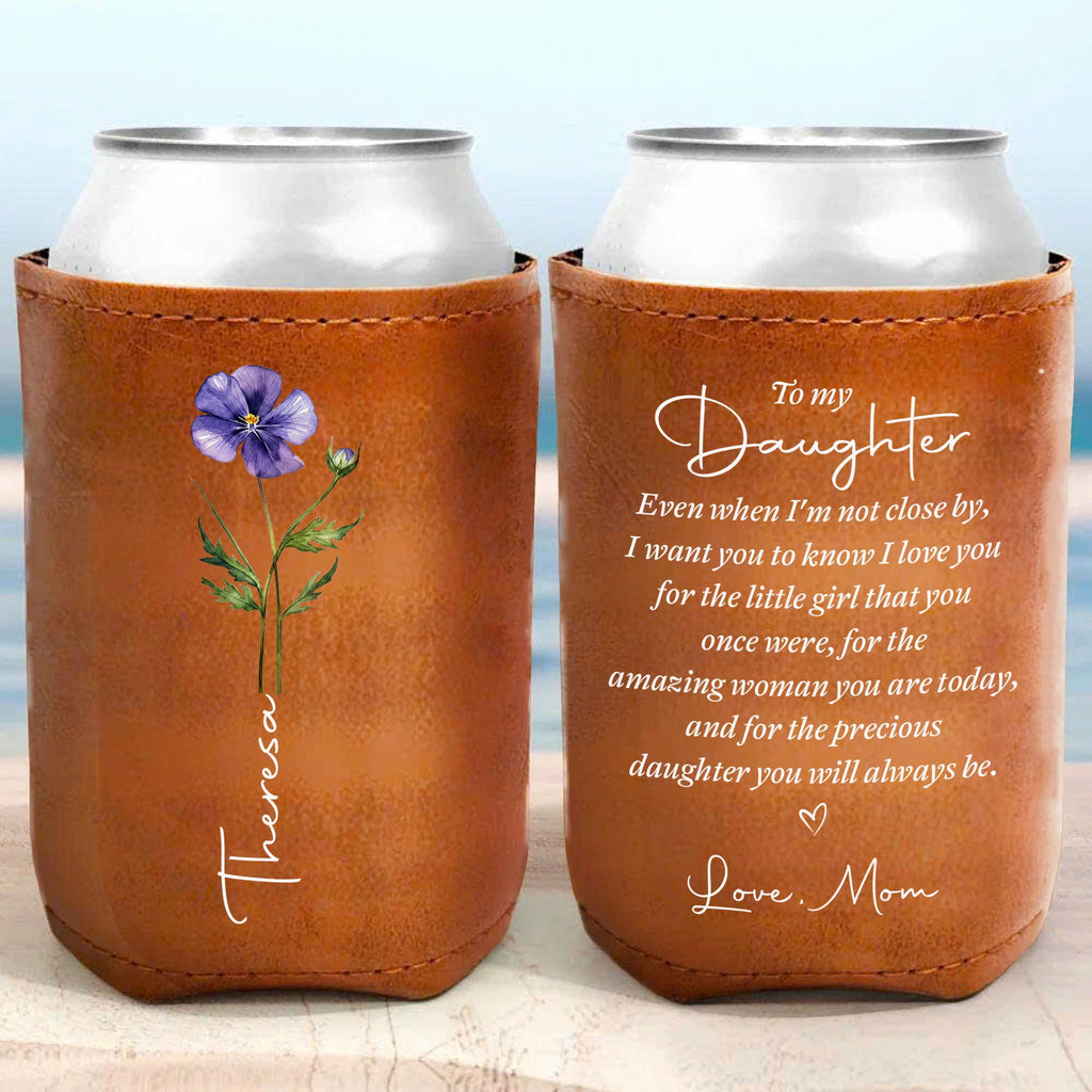 Personalized Leather Can Cooler Custom Gift for Daughter Leather Can Cooler GradoCreations