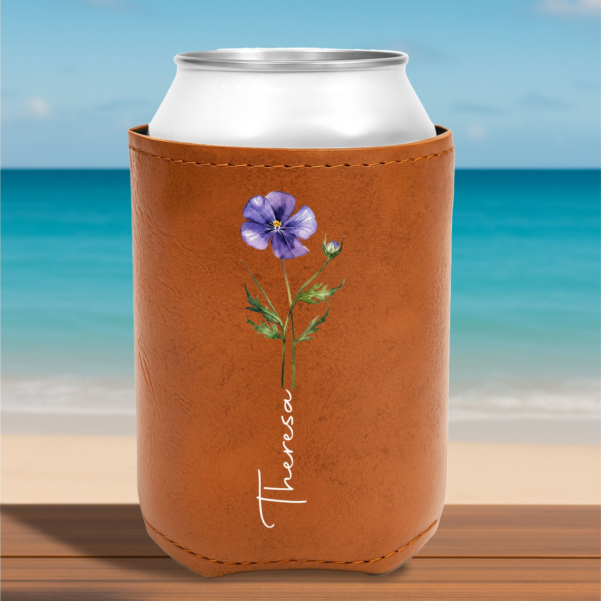 Personalized Leather Can Cooler Custom Gift for Daughter Leather Can Cooler GradoCreations