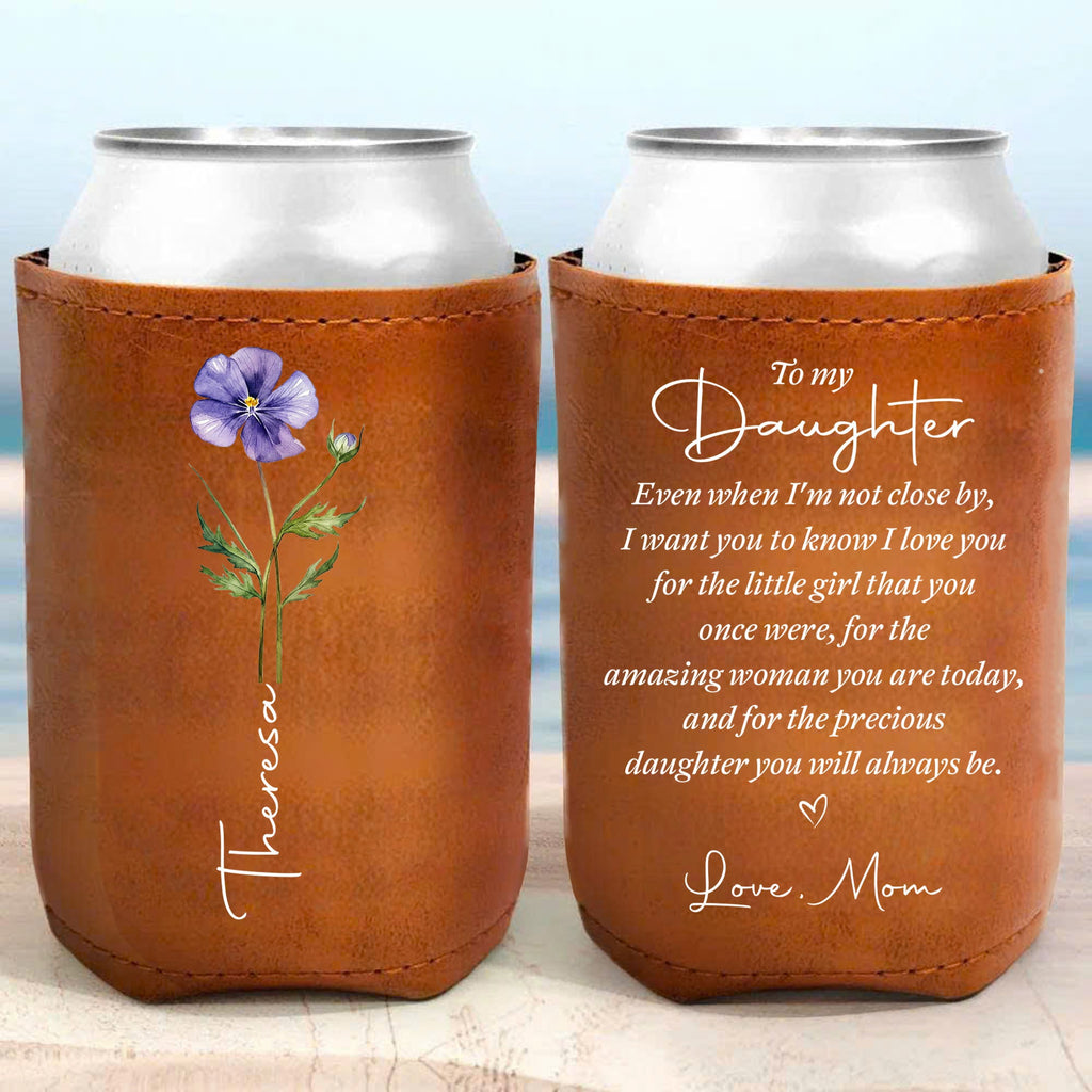 Personalized Leather Can Cooler Custom Gift for Daughter Leather Can Cooler GradoCreations