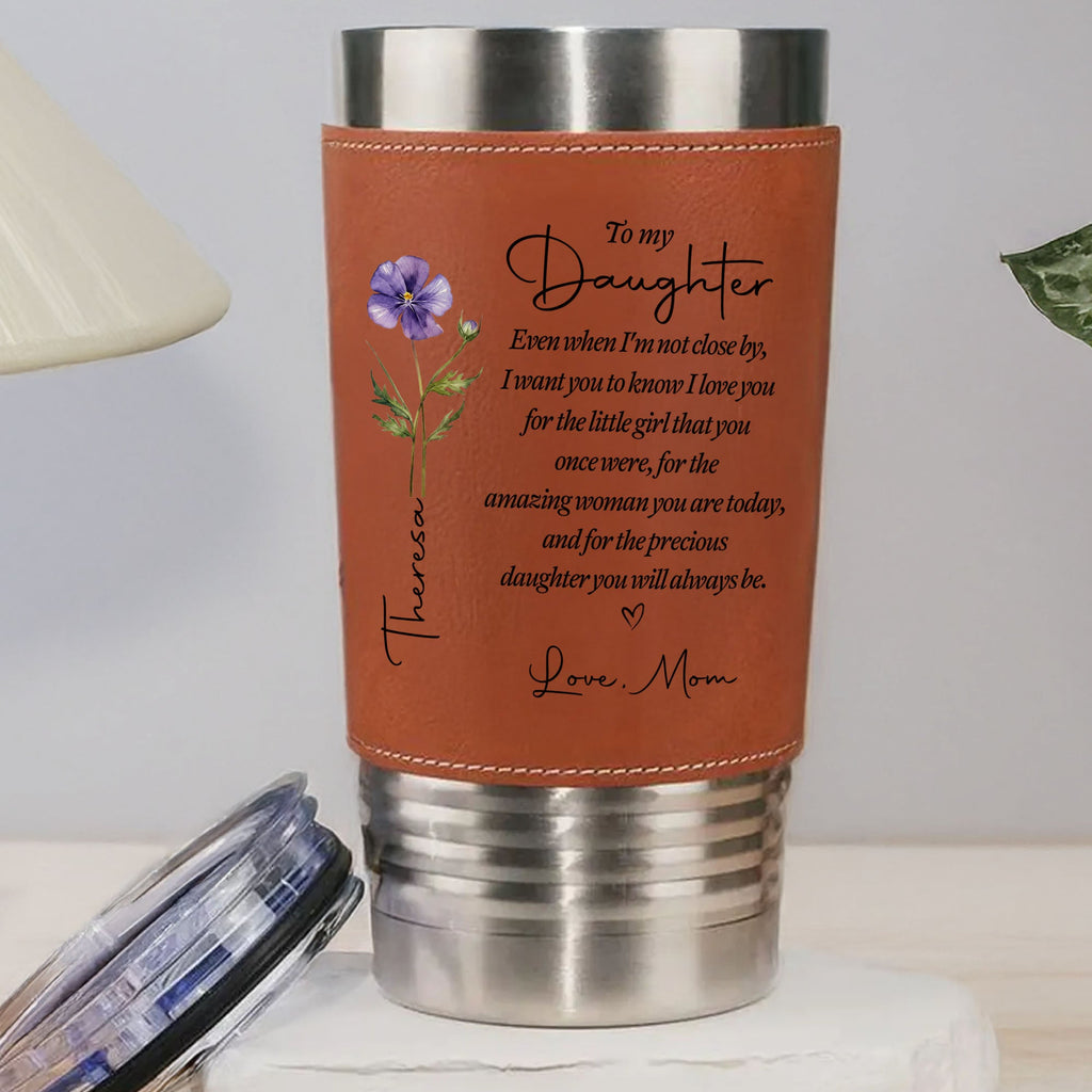 Personalized Leather Tumbler Custom Name Gift for Daughter Leather Tumbler GradoCreations