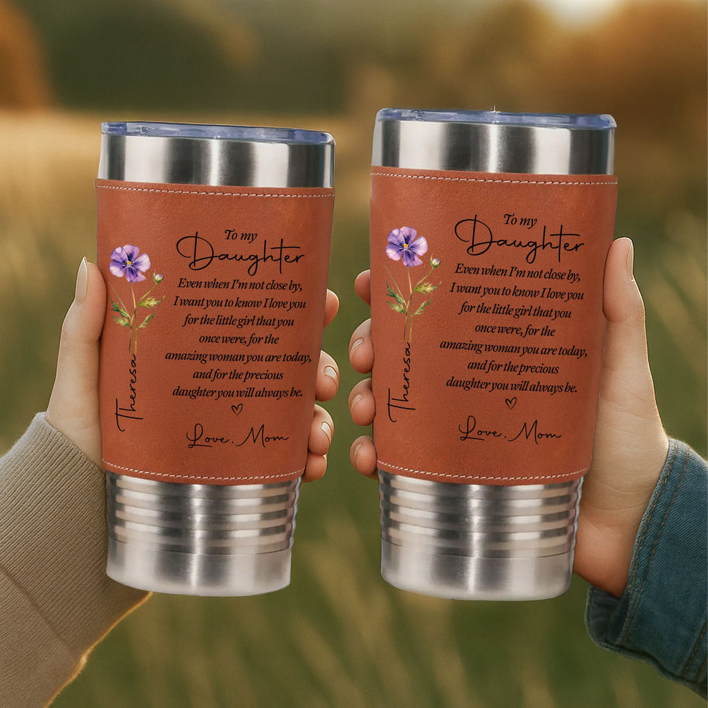 Personalized Leather Tumbler Custom Name Gift for Daughter Leather Tumbler GradoCreations