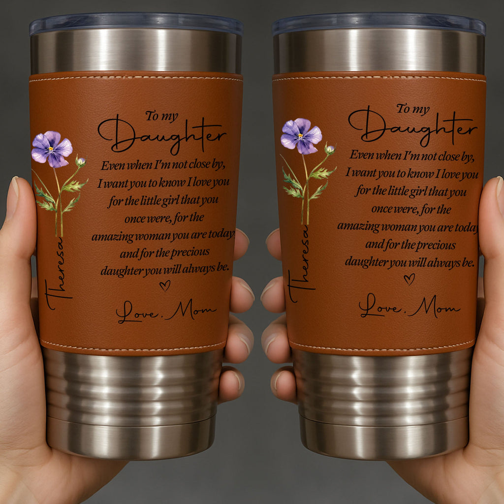 Personalized Leather Tumbler Custom Name Gift for Daughter Leather Tumbler GradoCreations