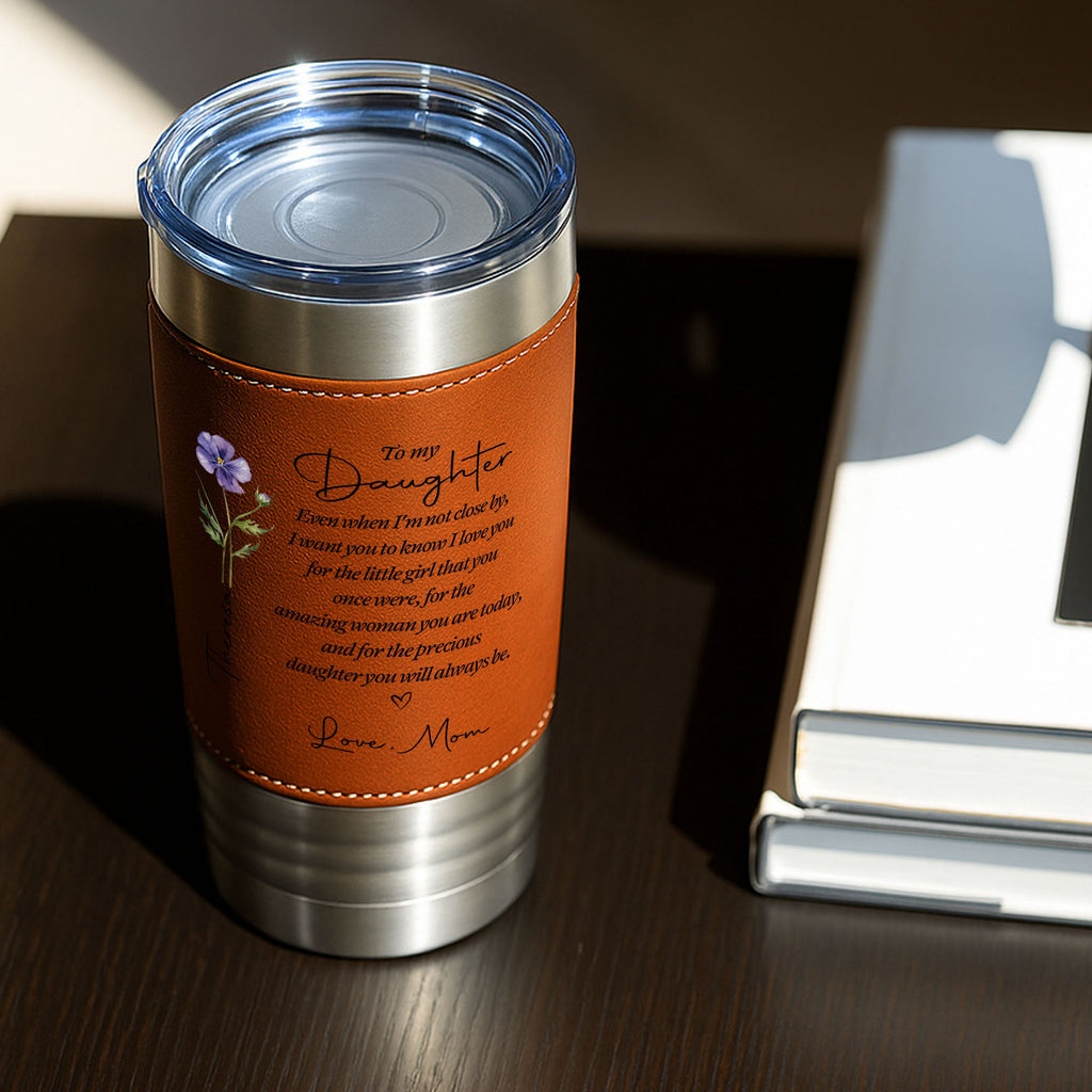 Personalized Leather Tumbler Custom Name Gift for Daughter Leather Tumbler GradoCreations