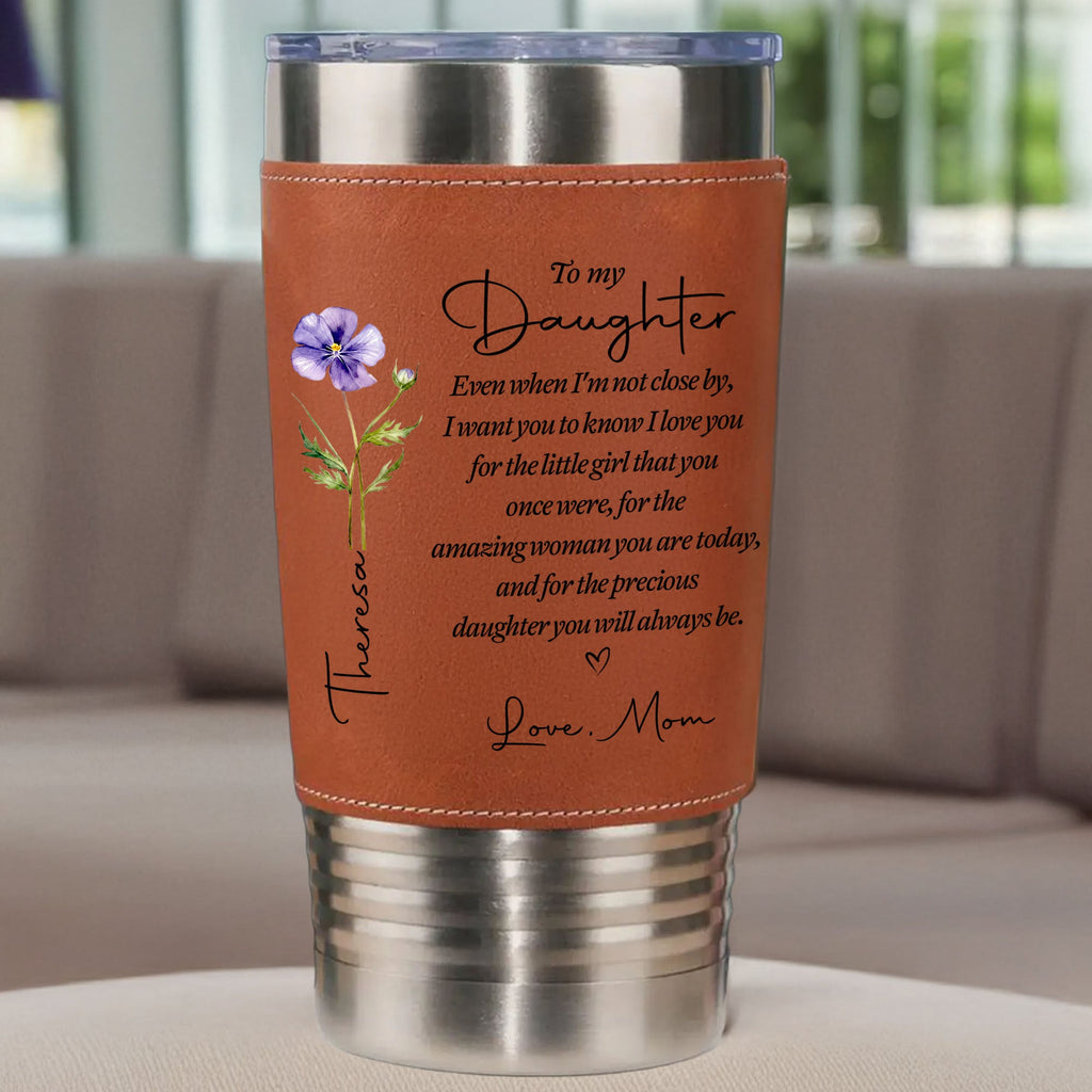 Personalized Leather Tumbler Custom Name Gift for Daughter Leather Tumbler GradoCreations
