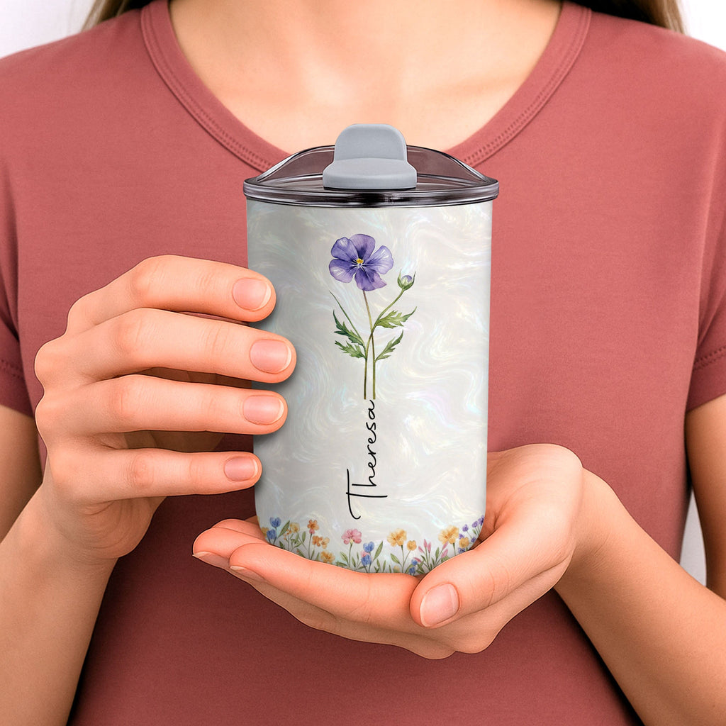 Personalized 10oz Tumbler Custom Name Birth Month Flower Gift for Daughter 10oz tumbler GradoCreations