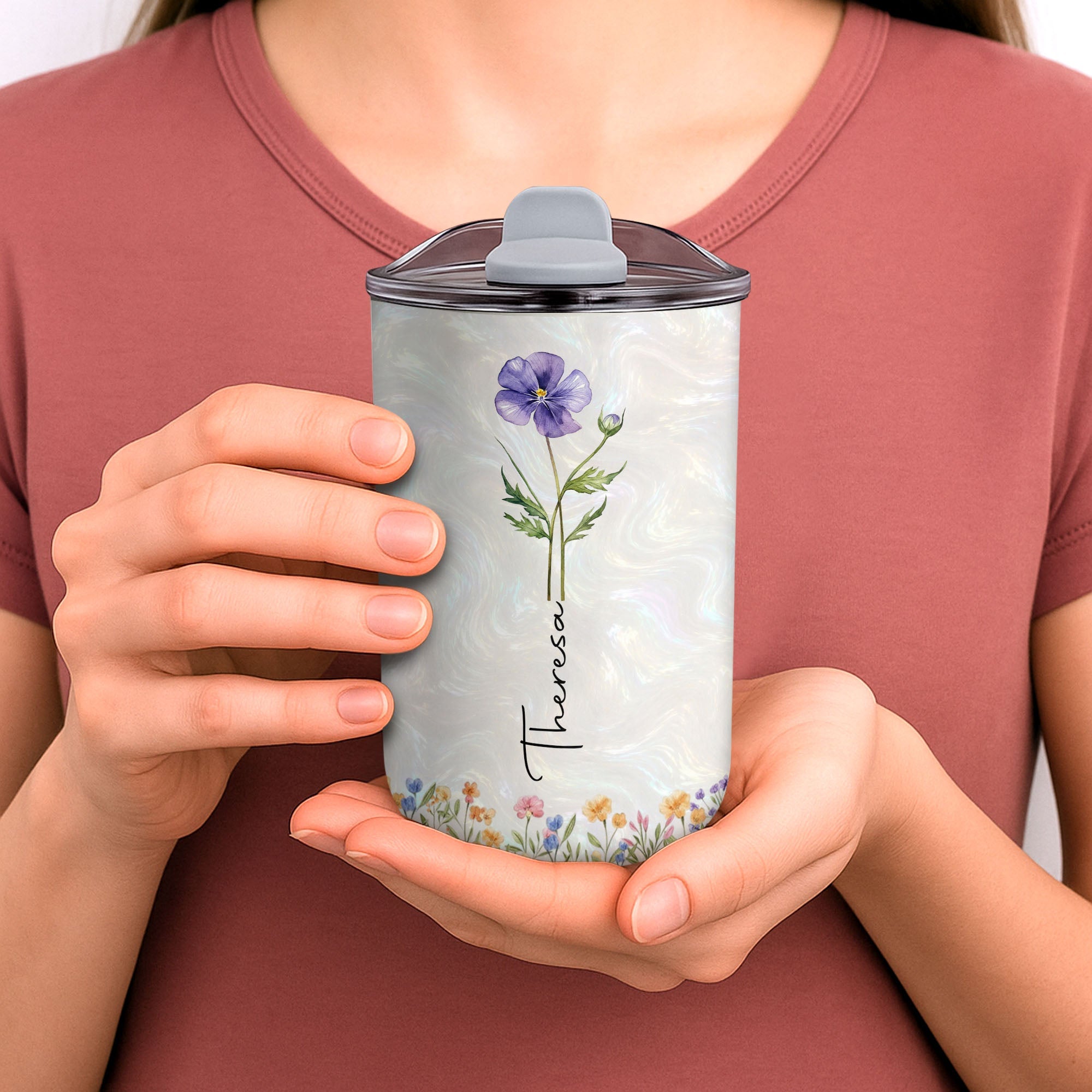 Personalized 10oz Tumbler Custom Name Birth Month Flower Gift for Daughter 10oz tumbler GradoCreations