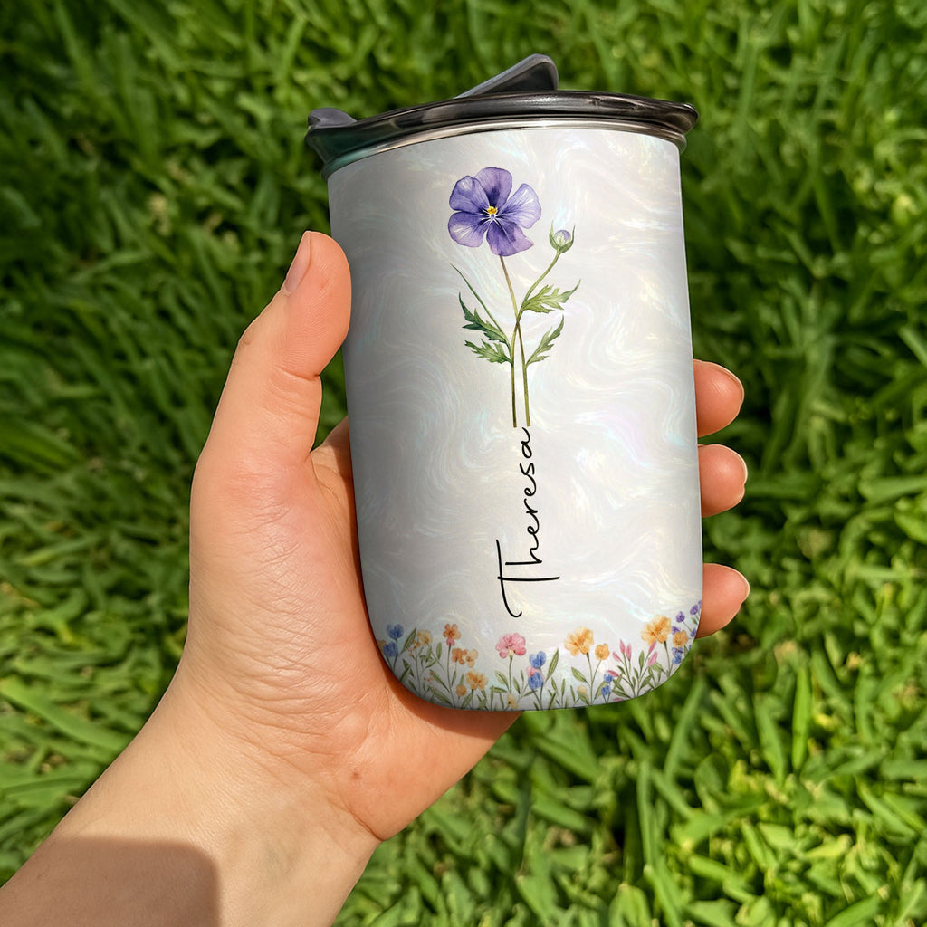 Personalized 10oz Tumbler Custom Name Birth Month Flower Gift for Daughter 10oz tumbler GradoCreations