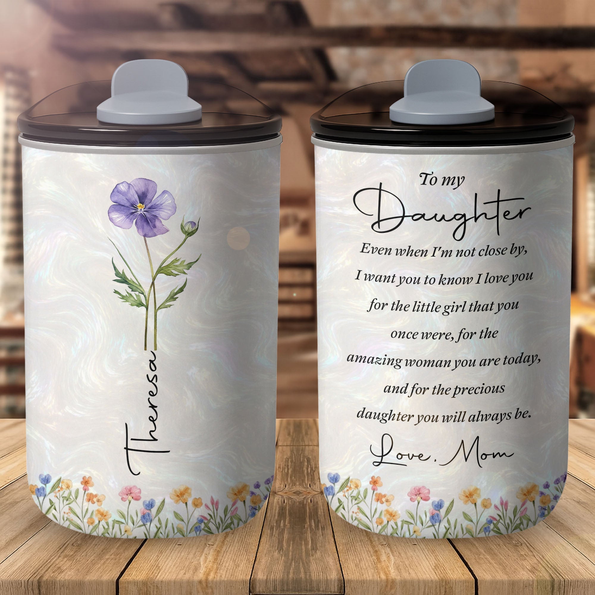 Personalized 10oz Tumbler Custom Name Birth Month Flower Gift for Daughter 10oz tumbler GradoCreations
