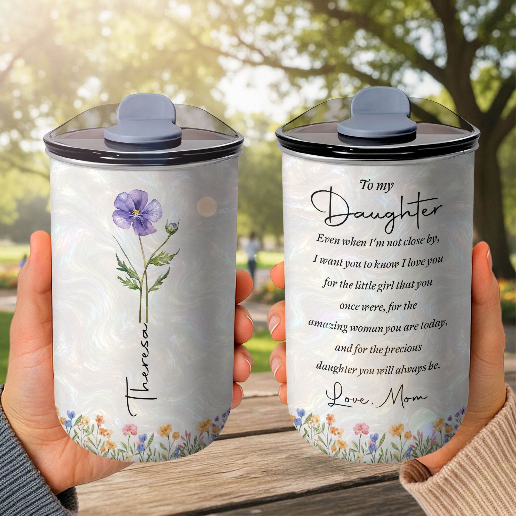 Personalized 10oz Tumbler Custom Name Birth Month Flower Gift for Daughter 10oz tumbler GradoCreations