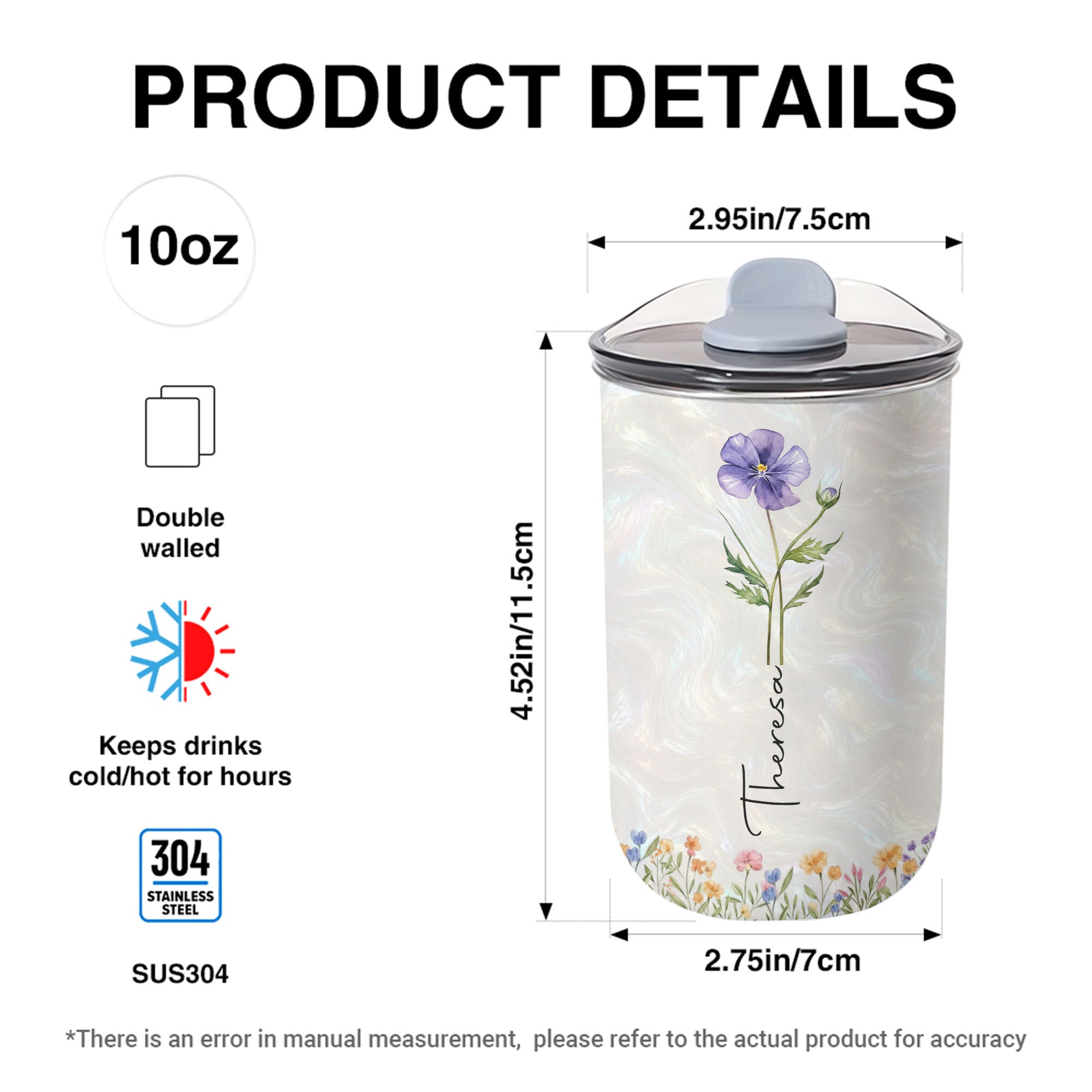 Personalized 10oz Tumbler Custom Name Birth Month Flower Gift for Daughter 10oz tumbler GradoCreations
