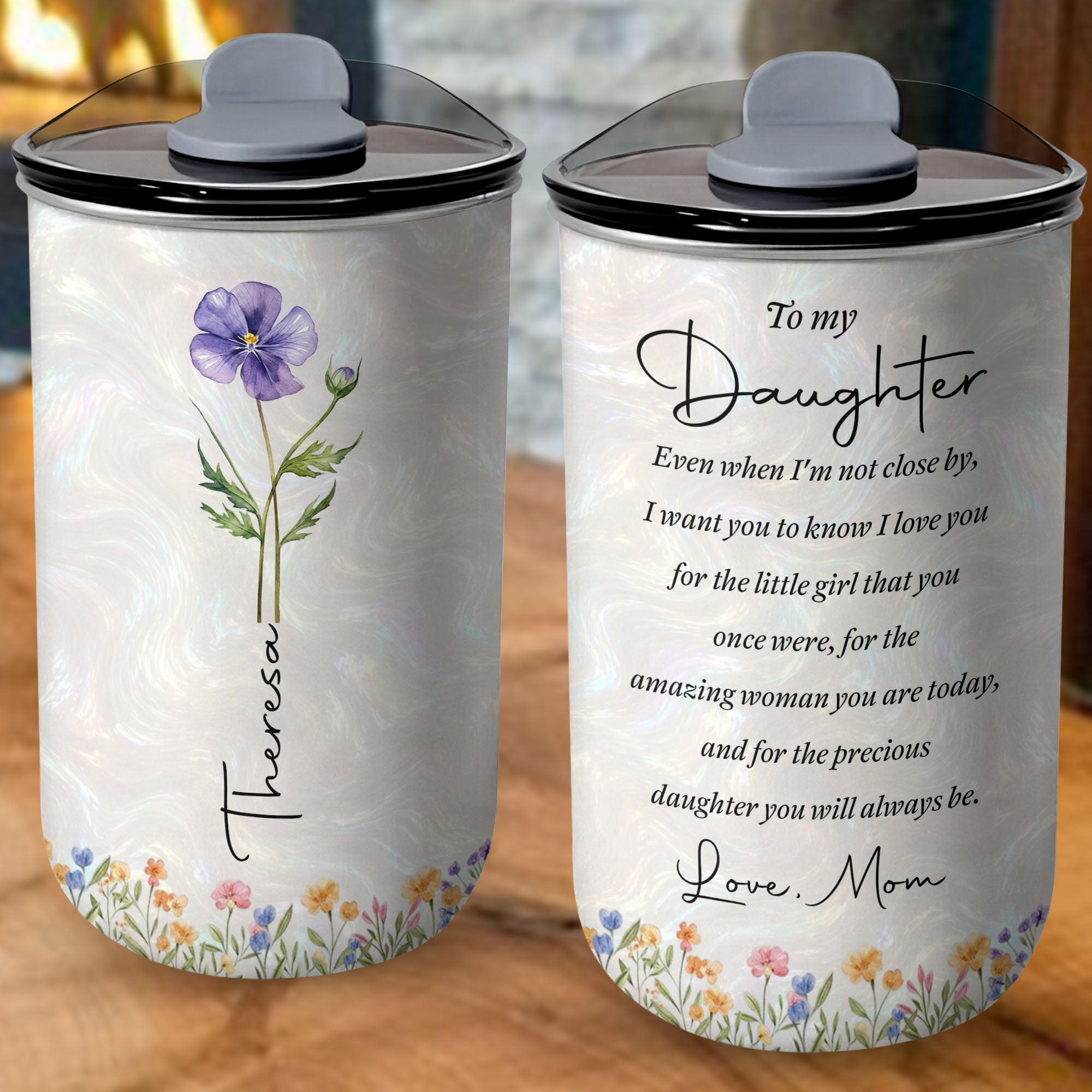 Personalized 10oz Tumbler Custom Name Birth Month Flower Gift for Daughter 10oz tumbler GradoCreations