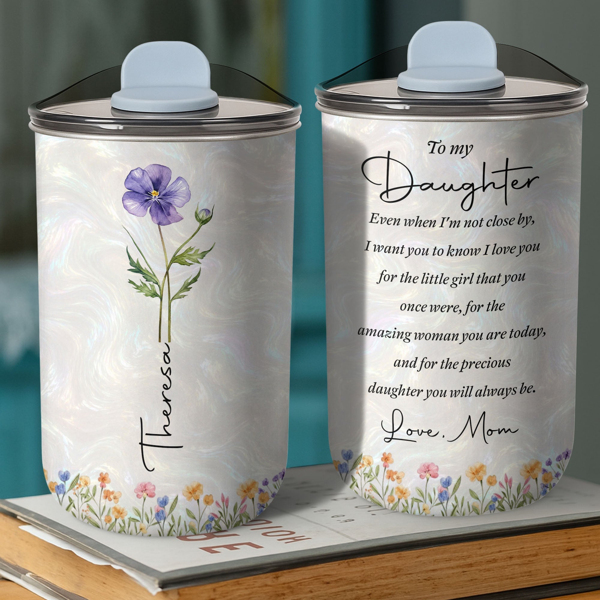 Personalized 10oz Tumbler Custom Name Birth Month Flower Gift for Daughter 10oz tumbler GradoCreations