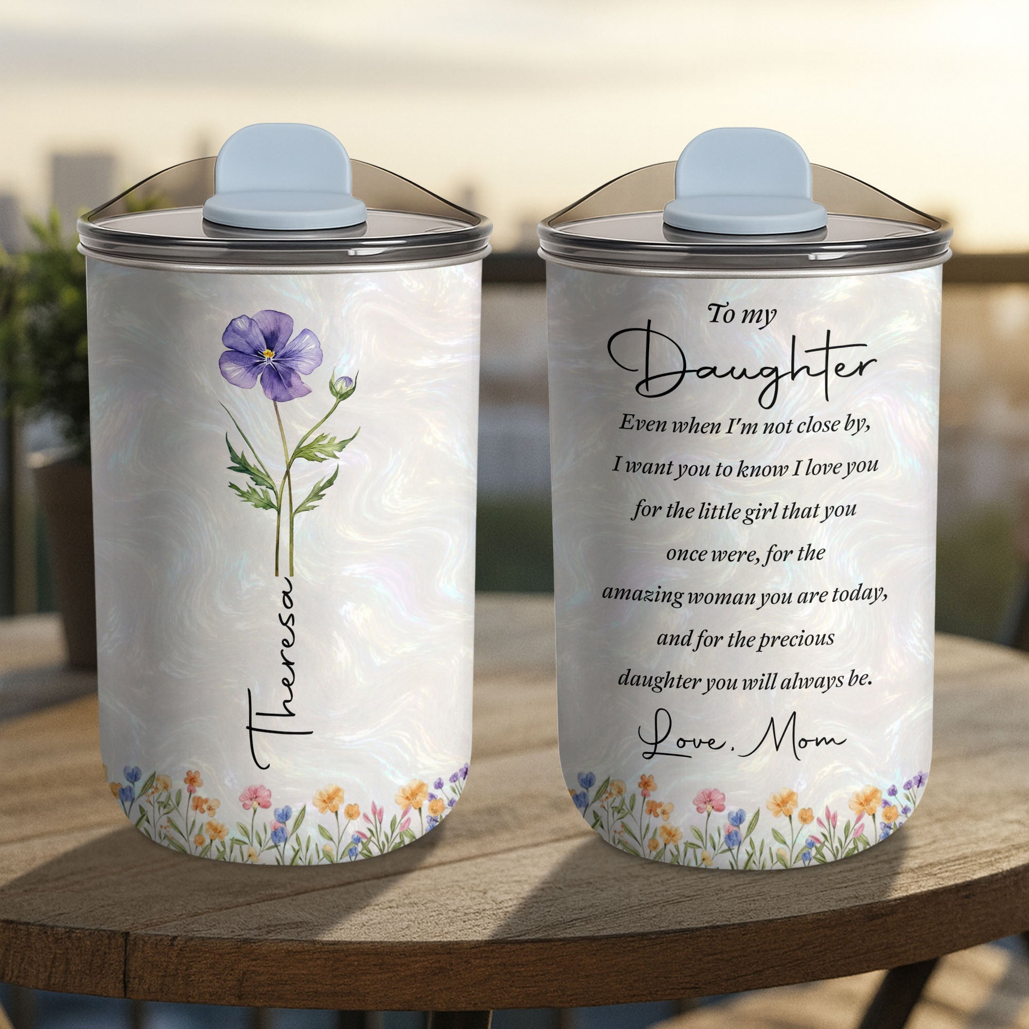Personalized 10oz Tumbler Custom Name Birth Month Flower Gift for Daughter 10oz tumbler GradoCreations