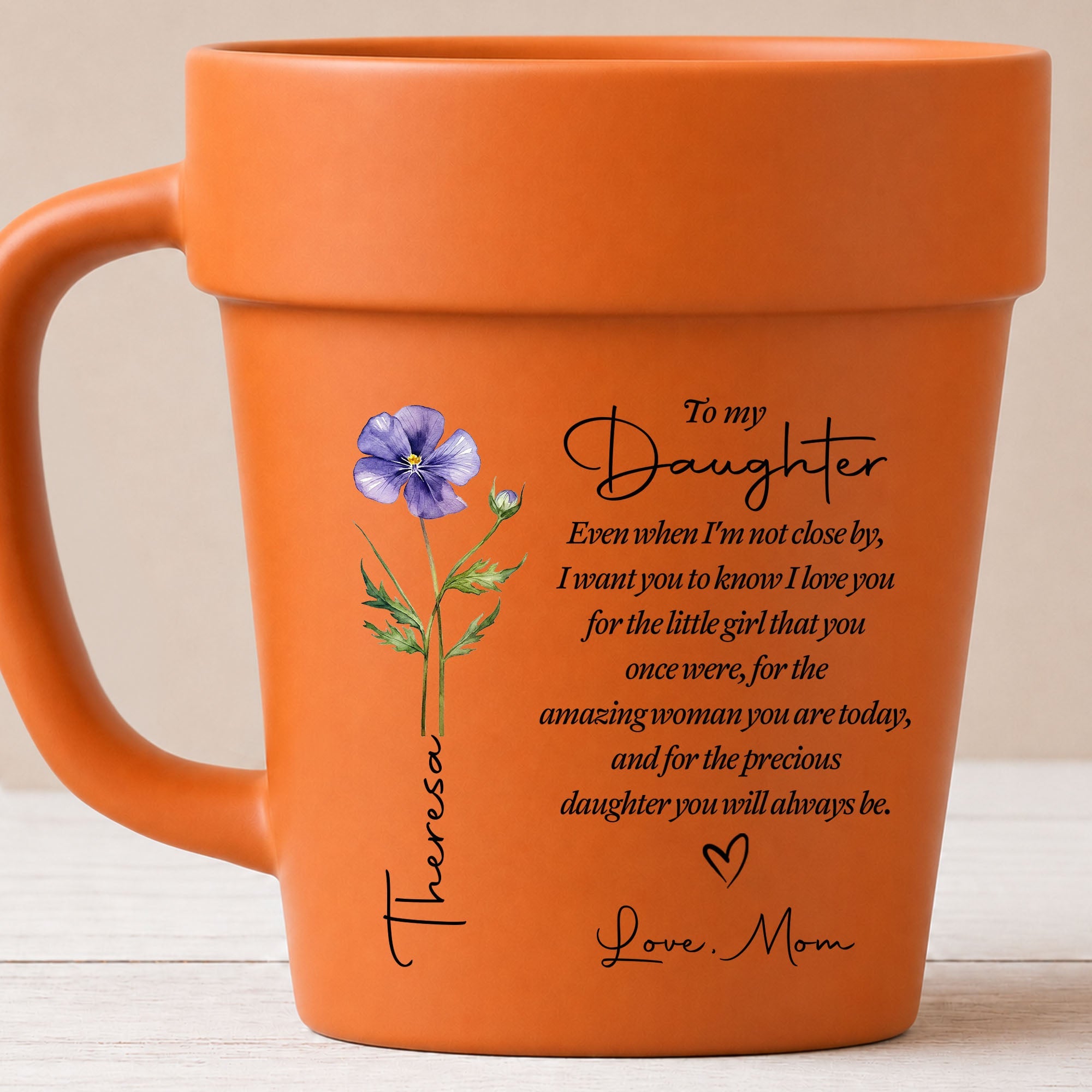 Personalized Plant Pot Ceramic Mug Custom Name Gift for Daughter Plant Pot Ceramic Mug GradoCreations