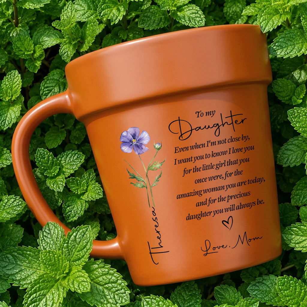 Personalized Plant Pot Ceramic Mug Custom Name Gift for Daughter Plant Pot Ceramic Mug GradoCreations