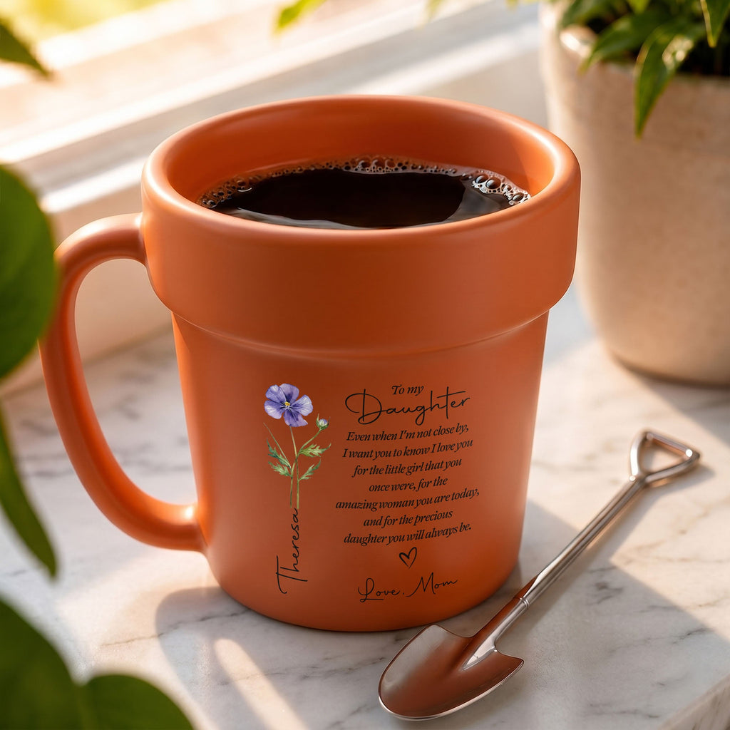 Personalized Plant Pot Ceramic Mug Custom Name Gift for Daughter Plant Pot Ceramic Mug GradoCreations