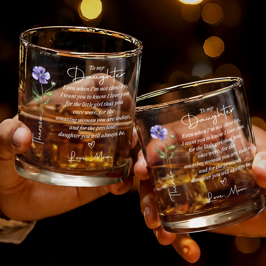 Personalized Custom Whiskey Glass for Daughter's Gift, Elegant Design Whiskey Glass GradoCreations