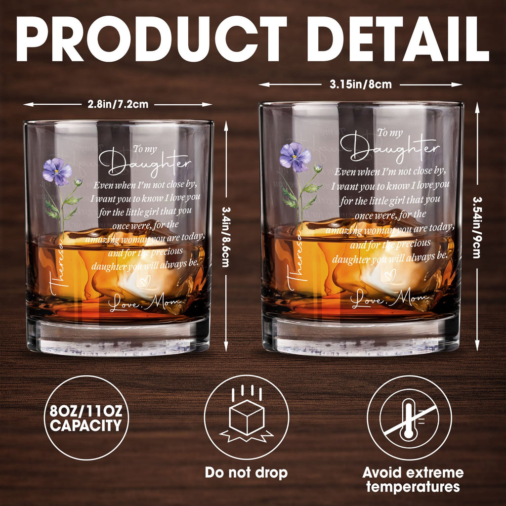 Personalized Custom Whiskey Glass for Daughter's Gift, Elegant Design Whiskey Glass GradoCreations