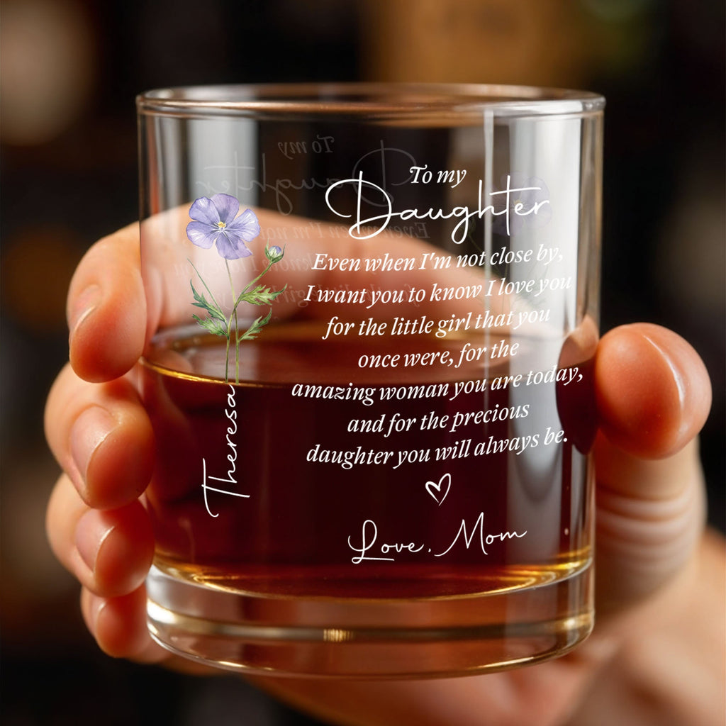 Personalized Custom Whiskey Glass for Daughter's Gift, Elegant Design Whiskey Glass GradoCreations