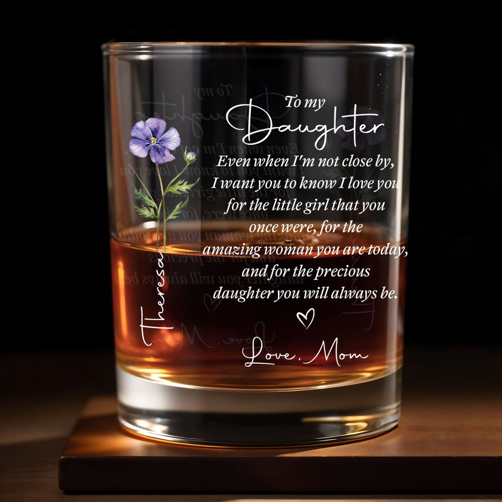 Personalized Custom Whiskey Glass for Daughter's Gift, Elegant Design Whiskey Glass GradoCreations
