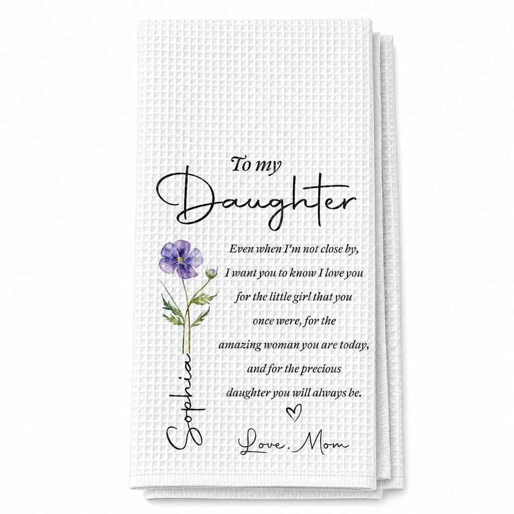 Personalized Kitchen Towel Birth Month Flower Gift for Daughter Kitchen Towel GradoCreations